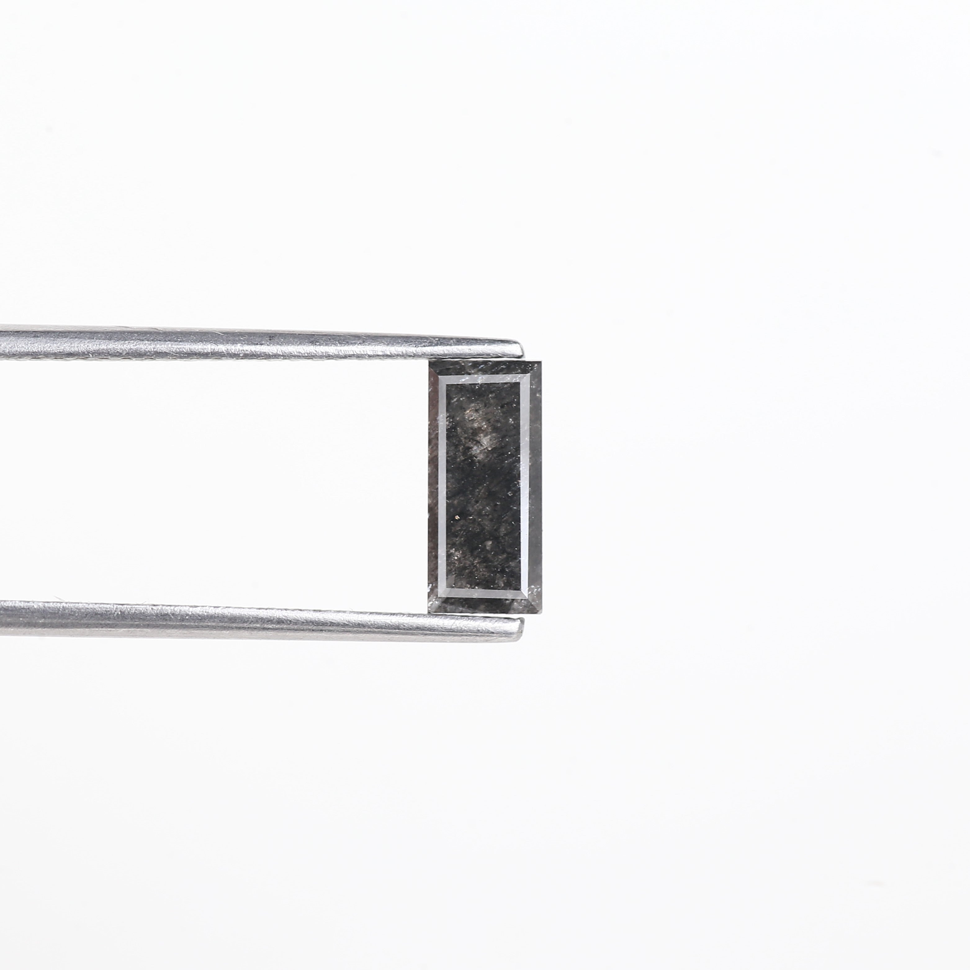 1.24 Carat Natural Grey Black Baguette Cut Salt And Pepper Diamond 9.06 MM