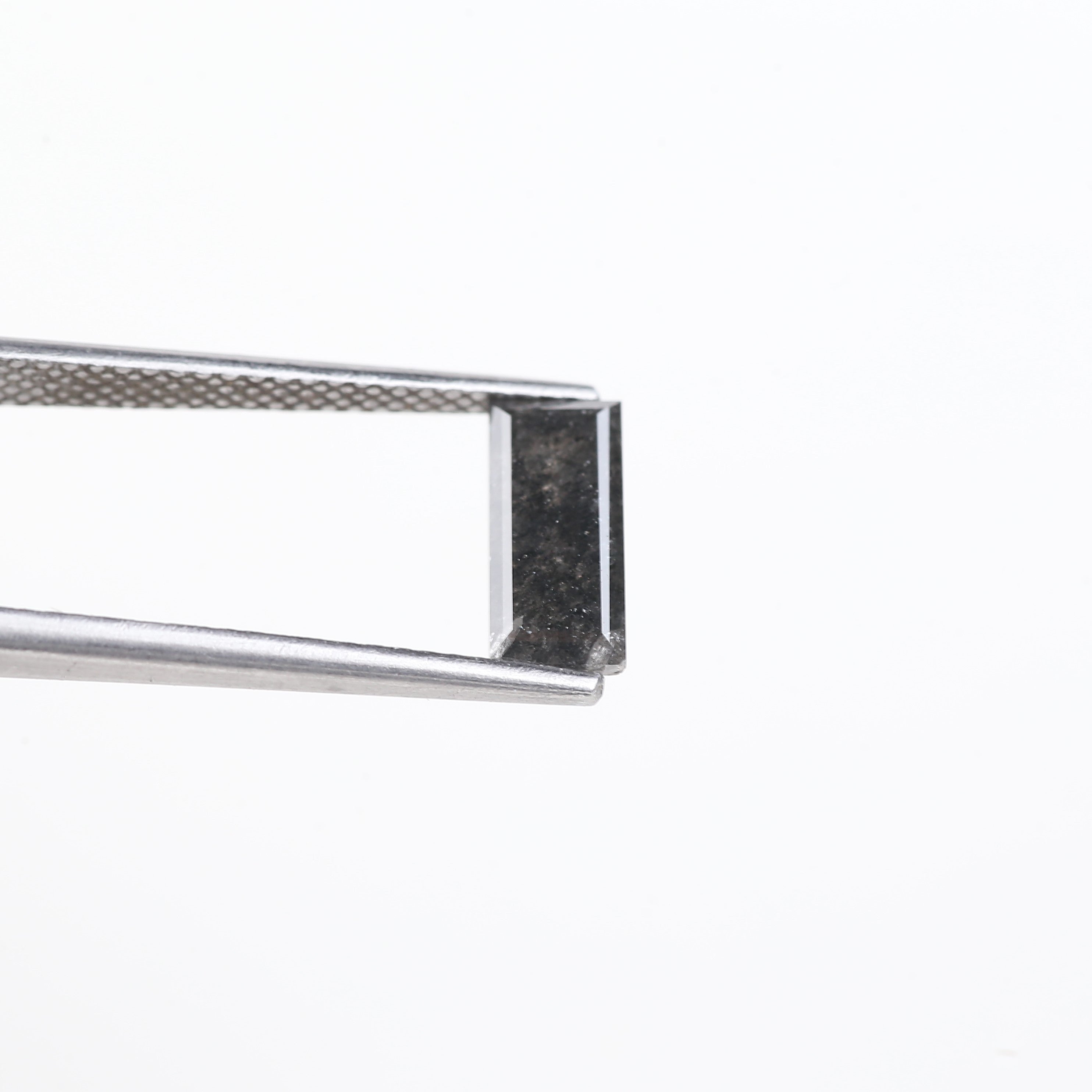 1.24 Carat Natural Grey Black Baguette Cut Salt And Pepper Diamond 9.06 MM