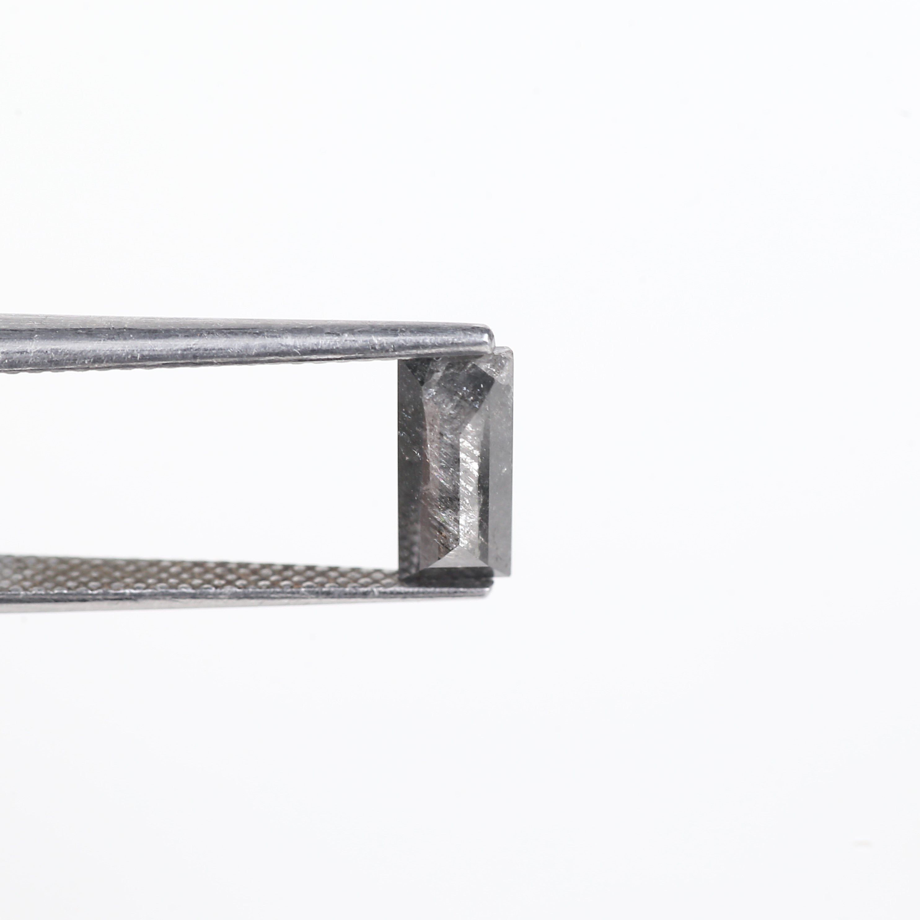 1.24 Carat Natural Grey Black Baguette Cut Salt And Pepper Diamond 9.06 MM