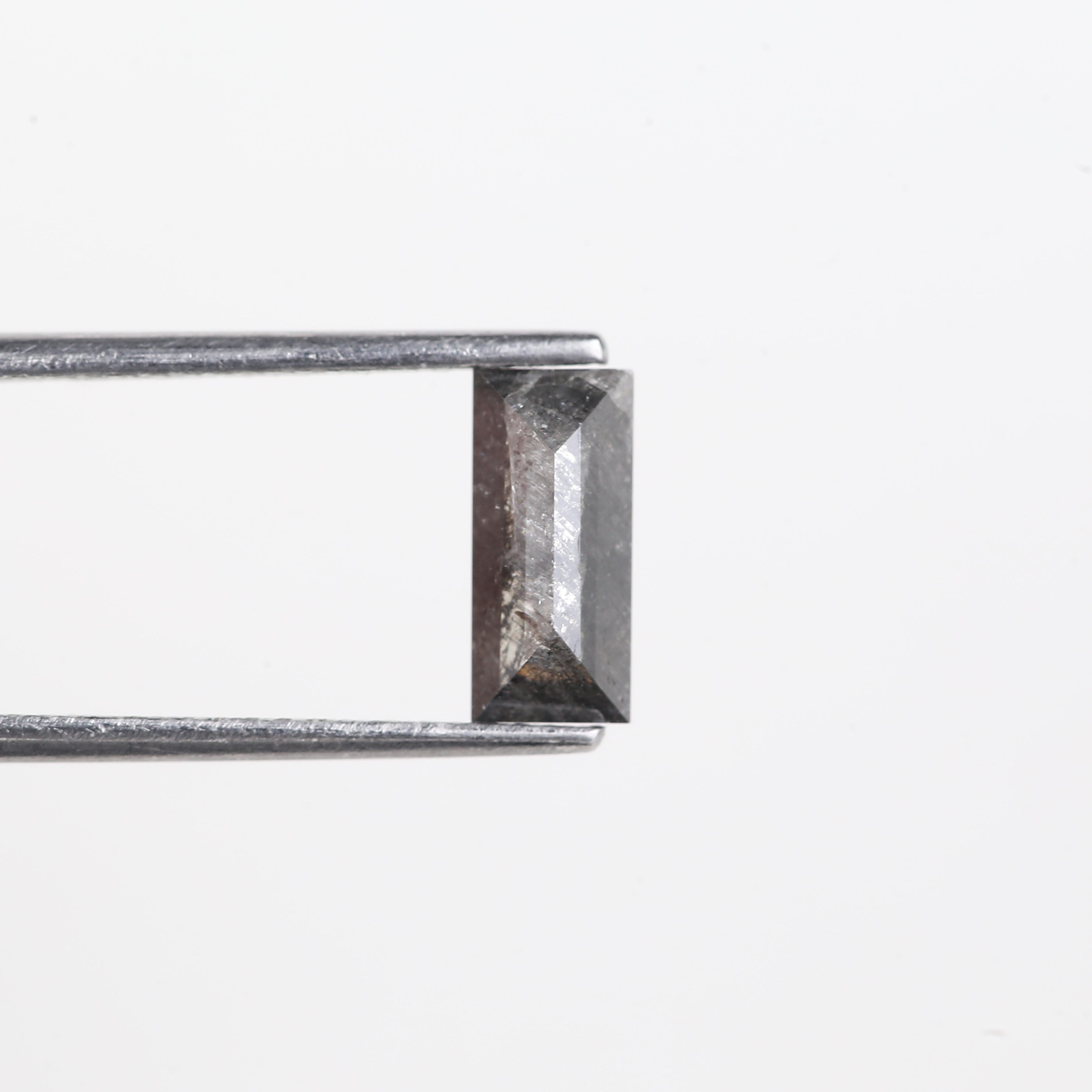 1.24 Carat Natural Grey Black Baguette Cut Salt And Pepper Diamond 9.06 MM