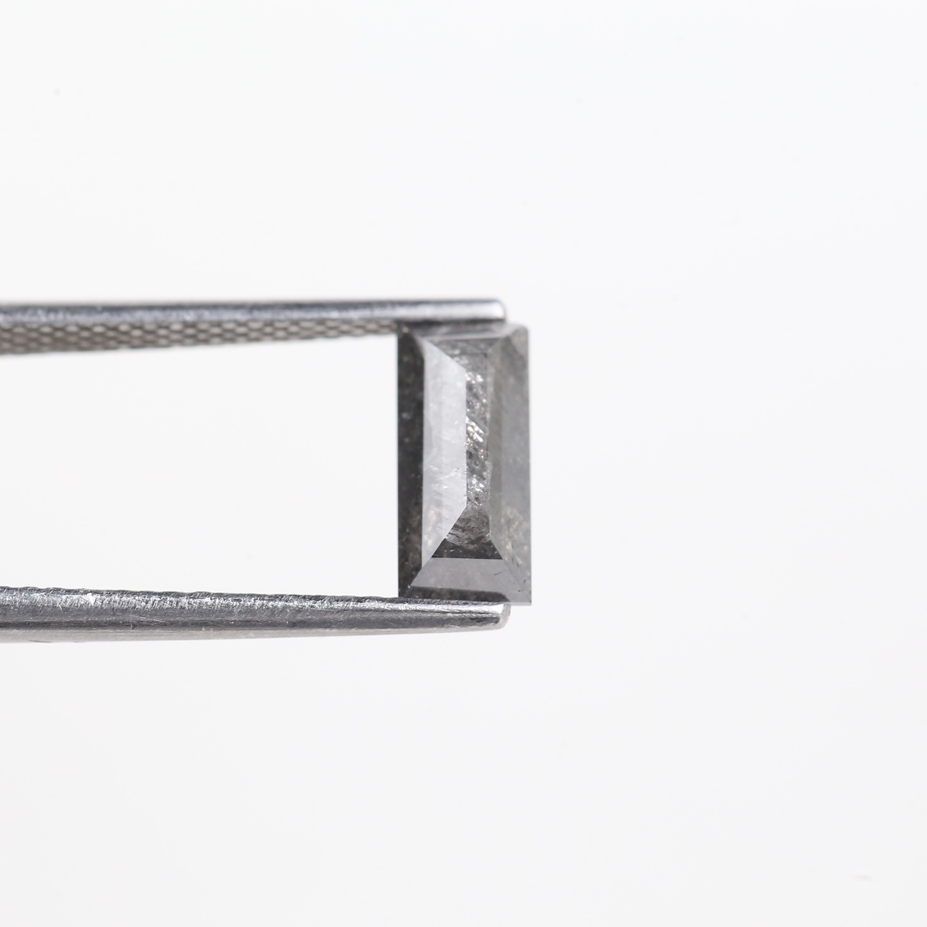 1.24 Carat Natural Grey Black Baguette Cut Salt And Pepper Diamond 9.06 MM