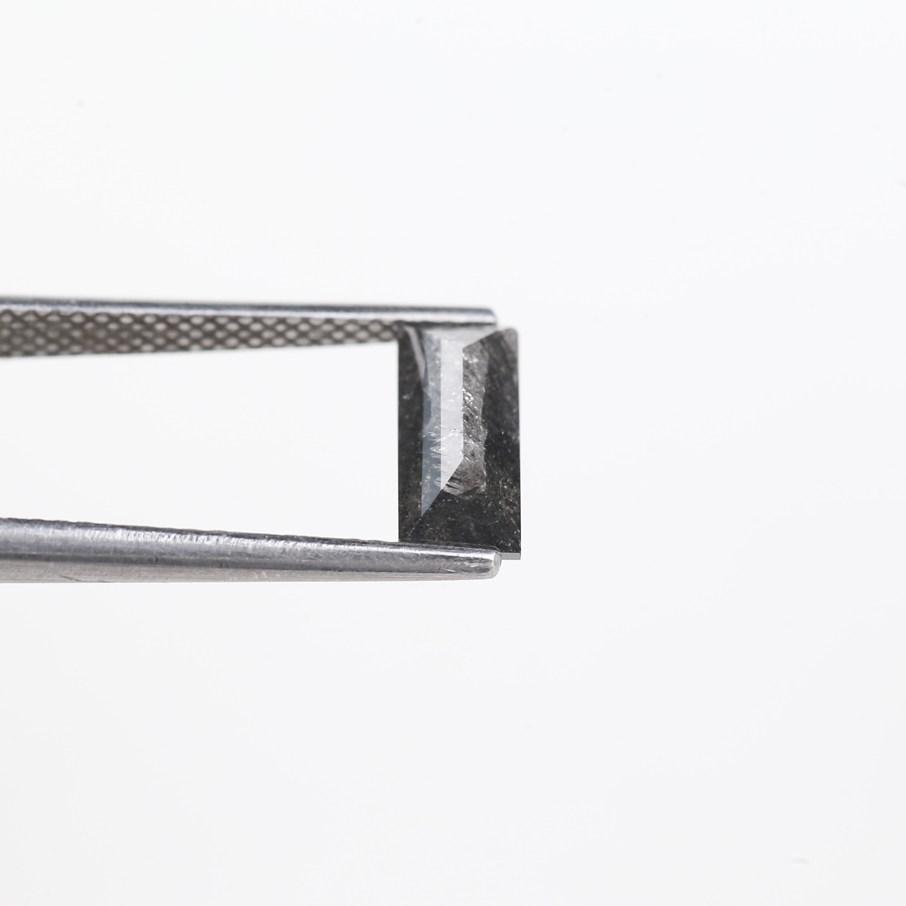 1.24 Carat Natural Grey Black Baguette Cut Salt And Pepper Diamond 9.06 MM