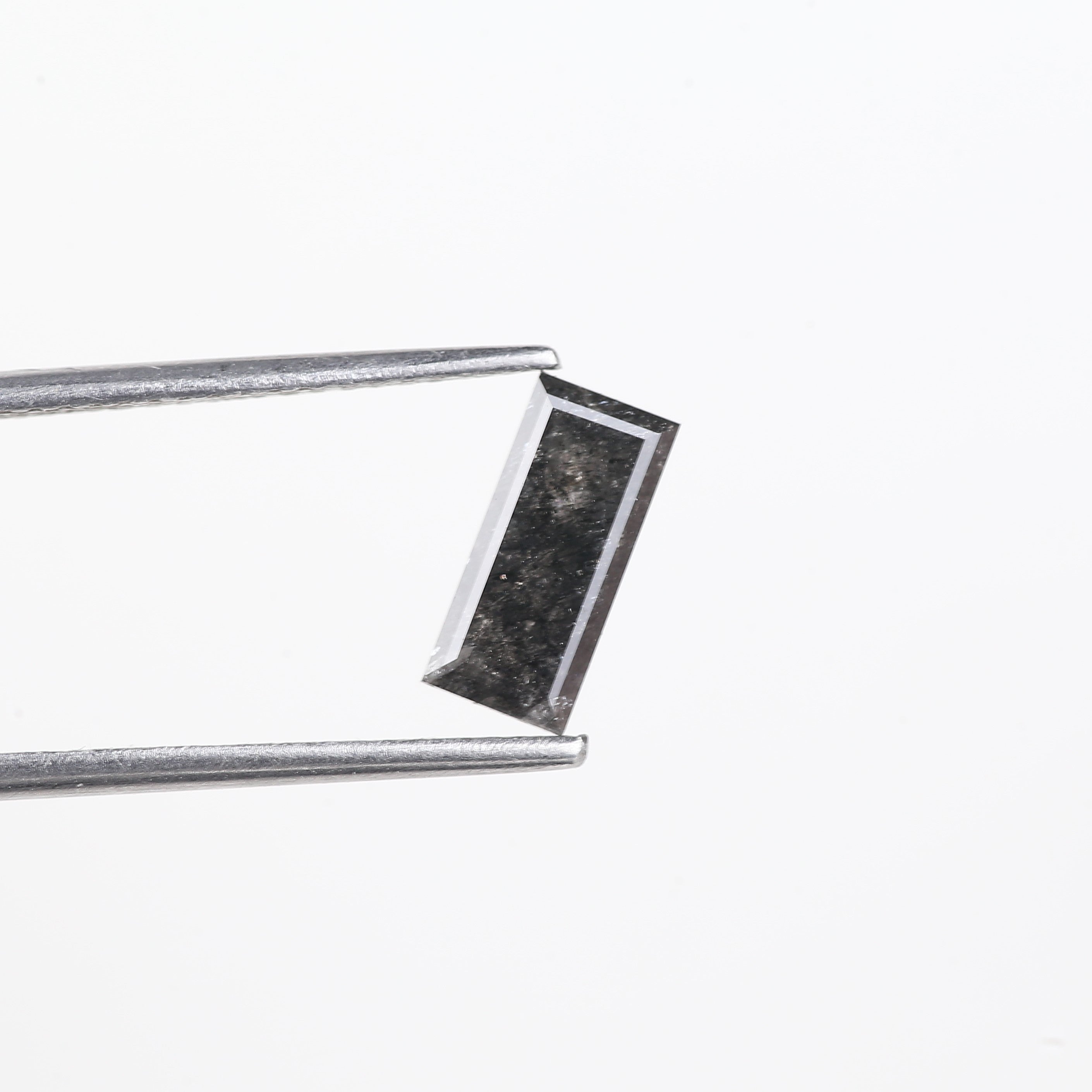 1.24 Carat Natural Grey Black Baguette Cut Salt And Pepper Diamond 9.06 MM