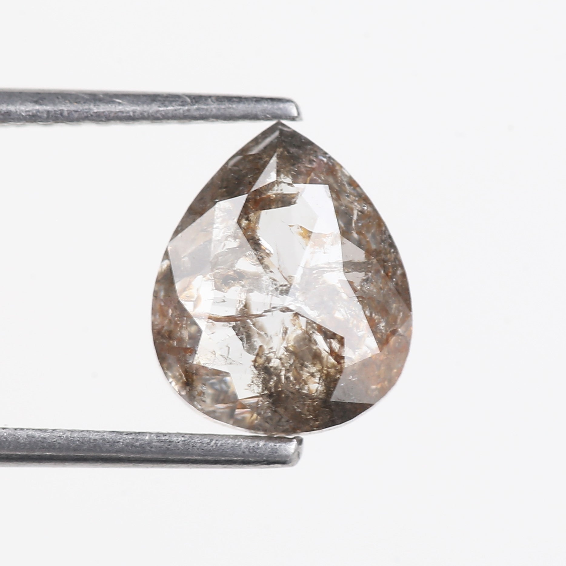 1.54 Carat Natural Salt And Pepper Pear Diamond 9 MM