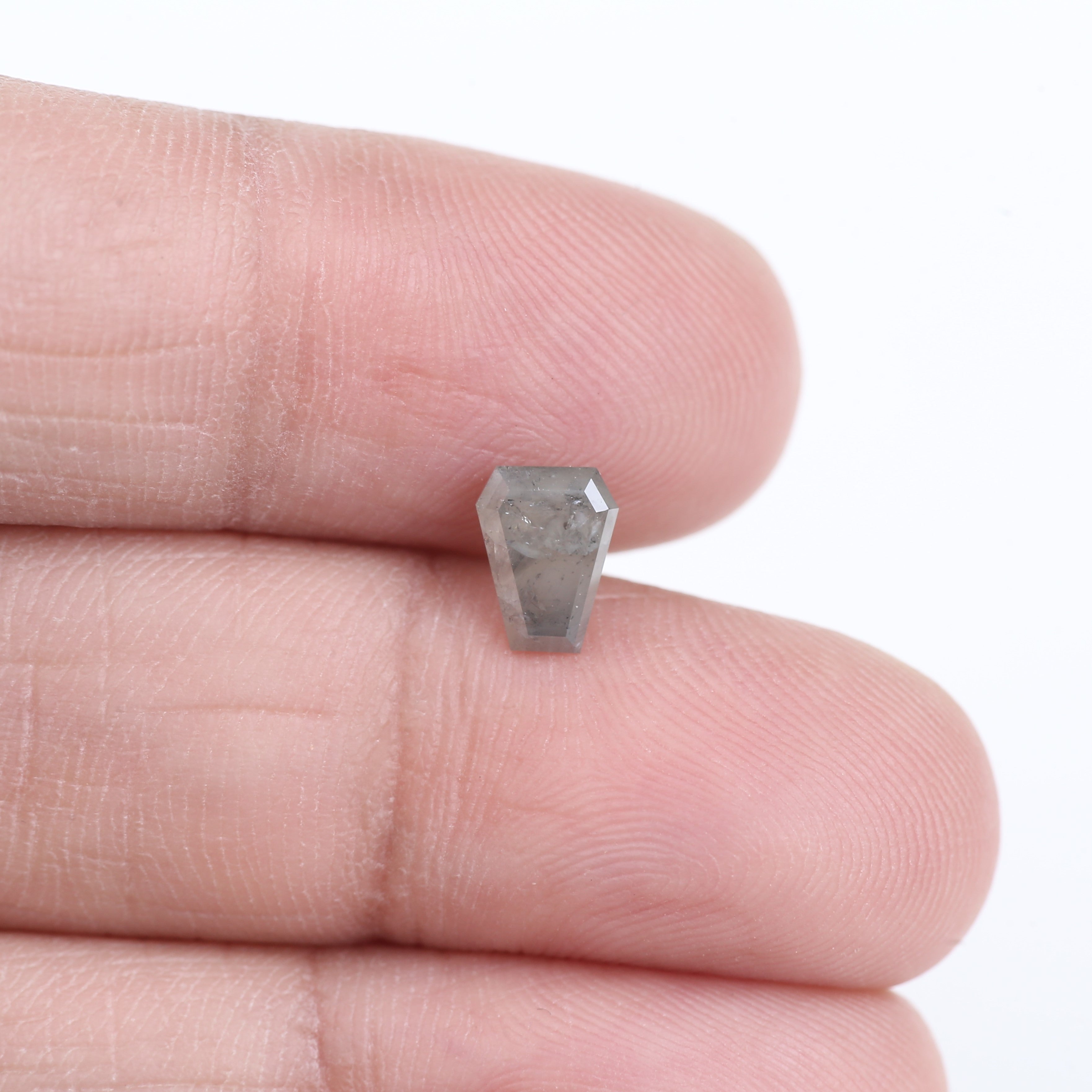 0.93 Carat Natural Grey Coffin Shape Salt And Pepper Diamond 6.88 MM