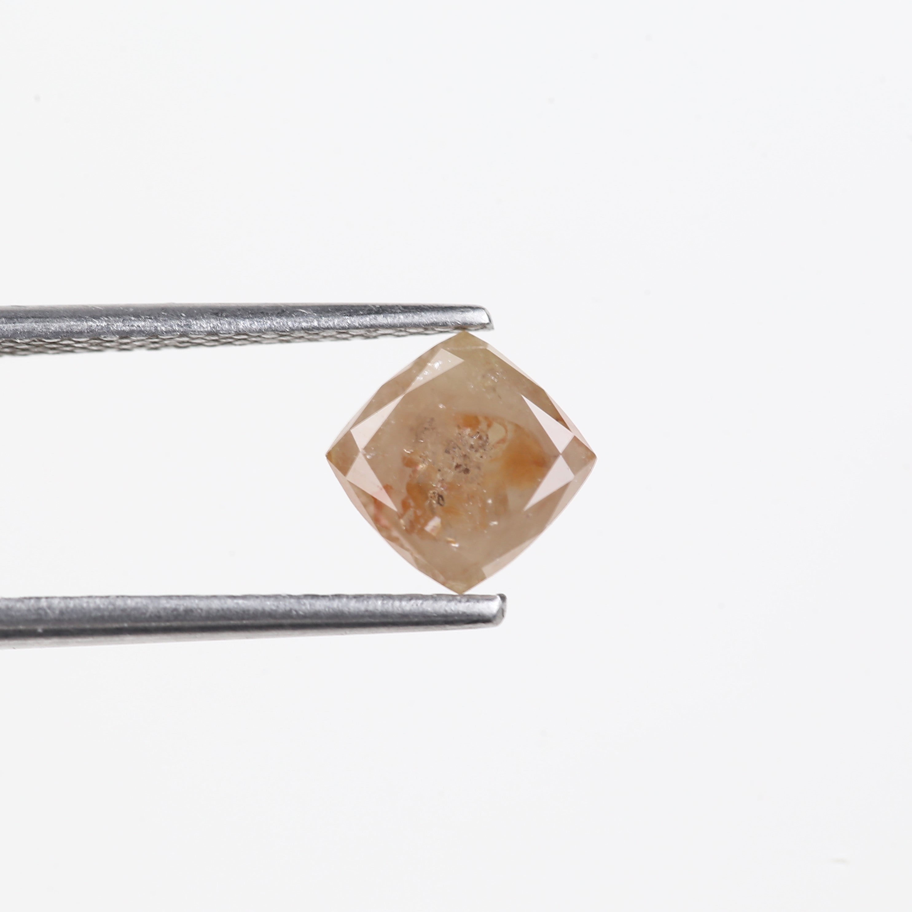 1.23 Carat Natural Peach Orange Cushion Cut Salt And Pepper Diamond 6.07 MM