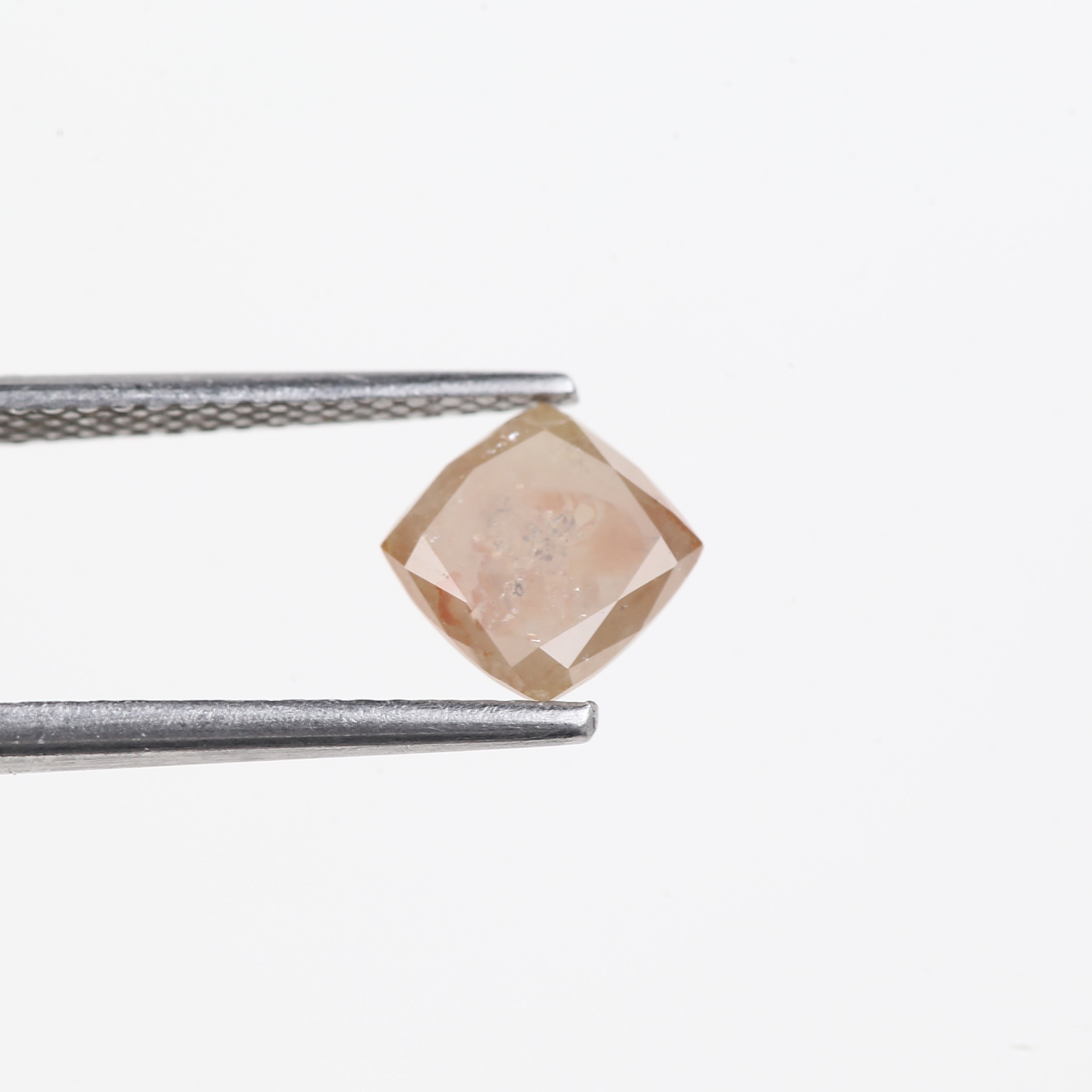 1.23 Carat Natural Peach Orange Cushion Cut Salt And Pepper Diamond 6.07 MM