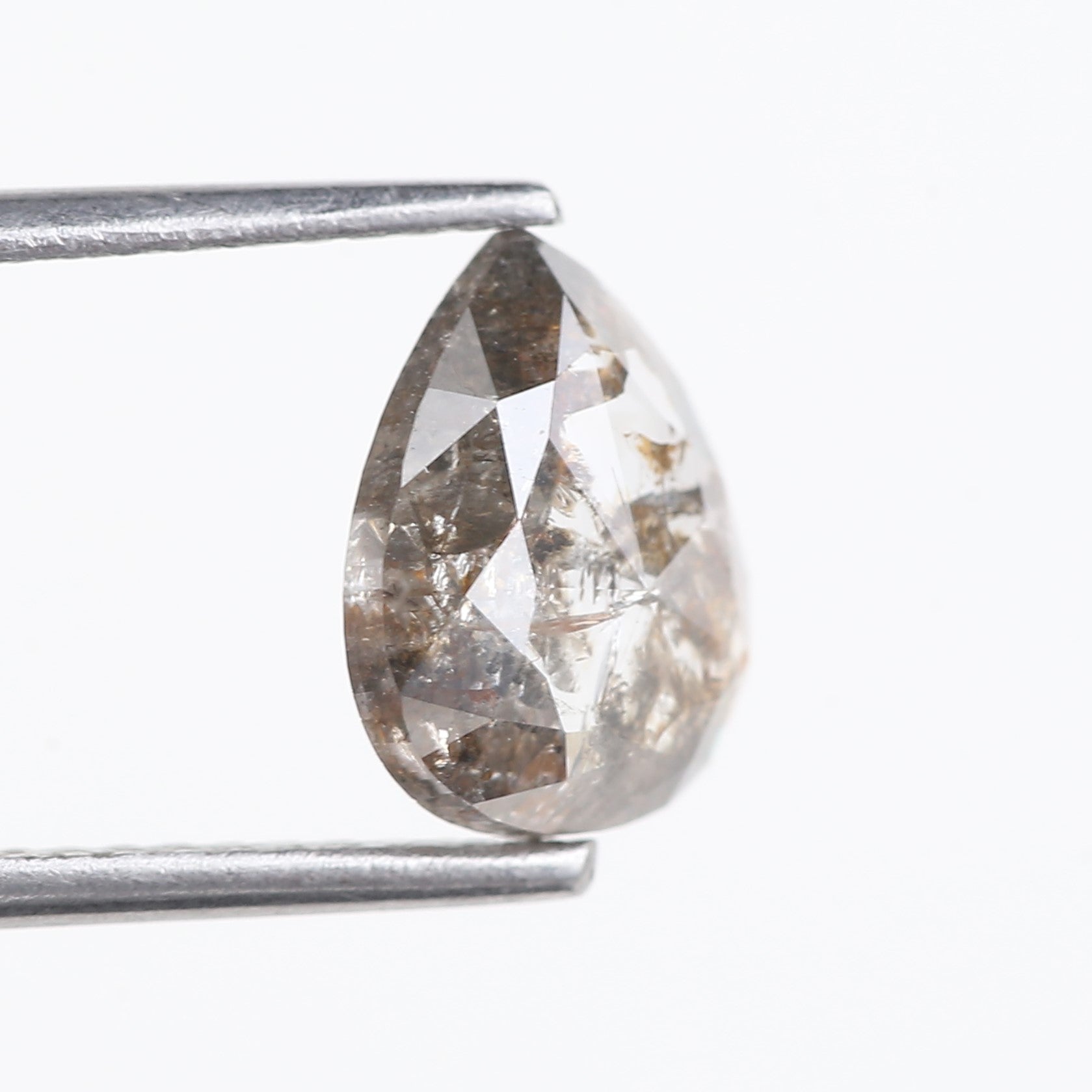 1.54 Carat Natural Salt And Pepper Pear Diamond 9 MM