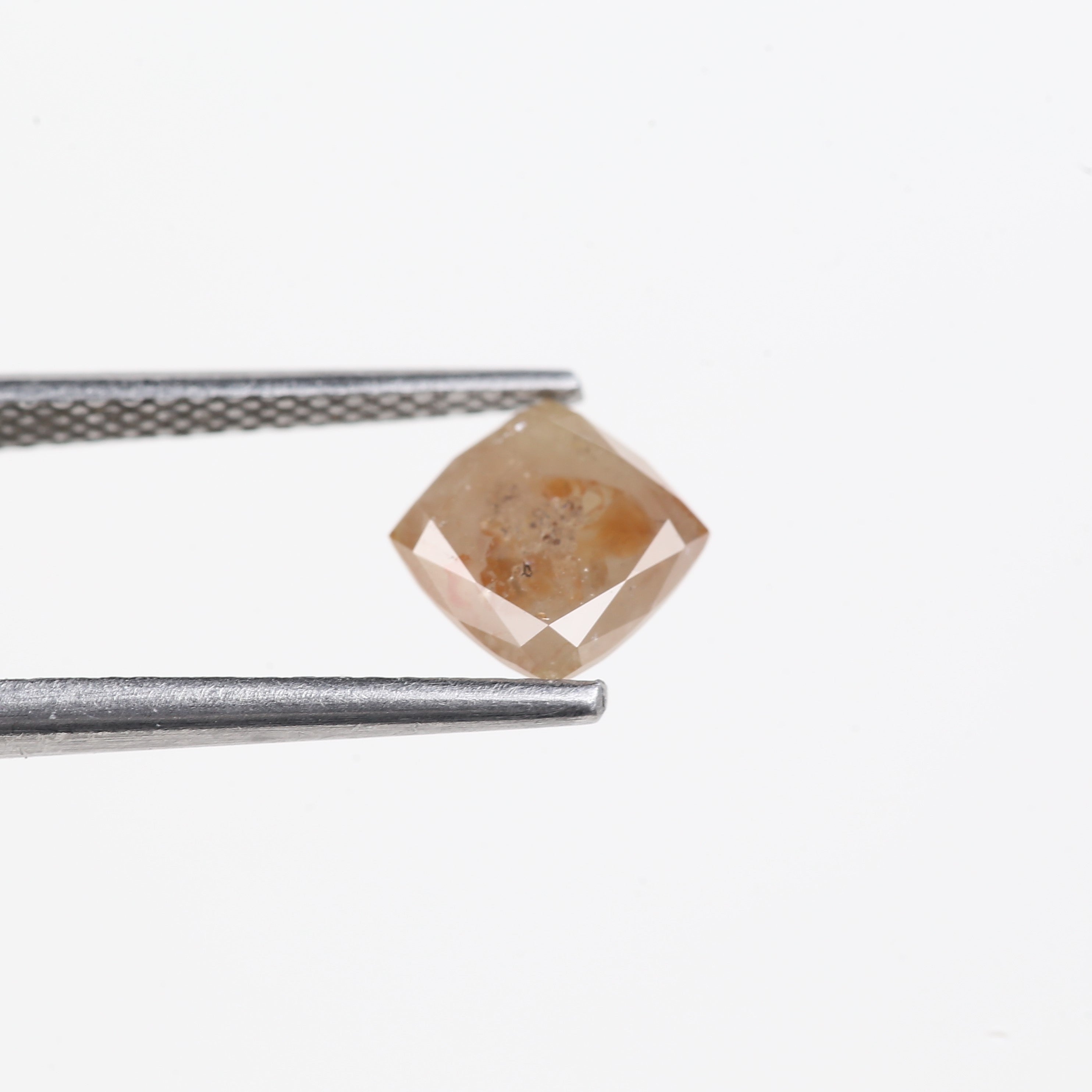 1.23 Carat Natural Peach Orange Cushion Cut Salt And Pepper Diamond 6.07 MM