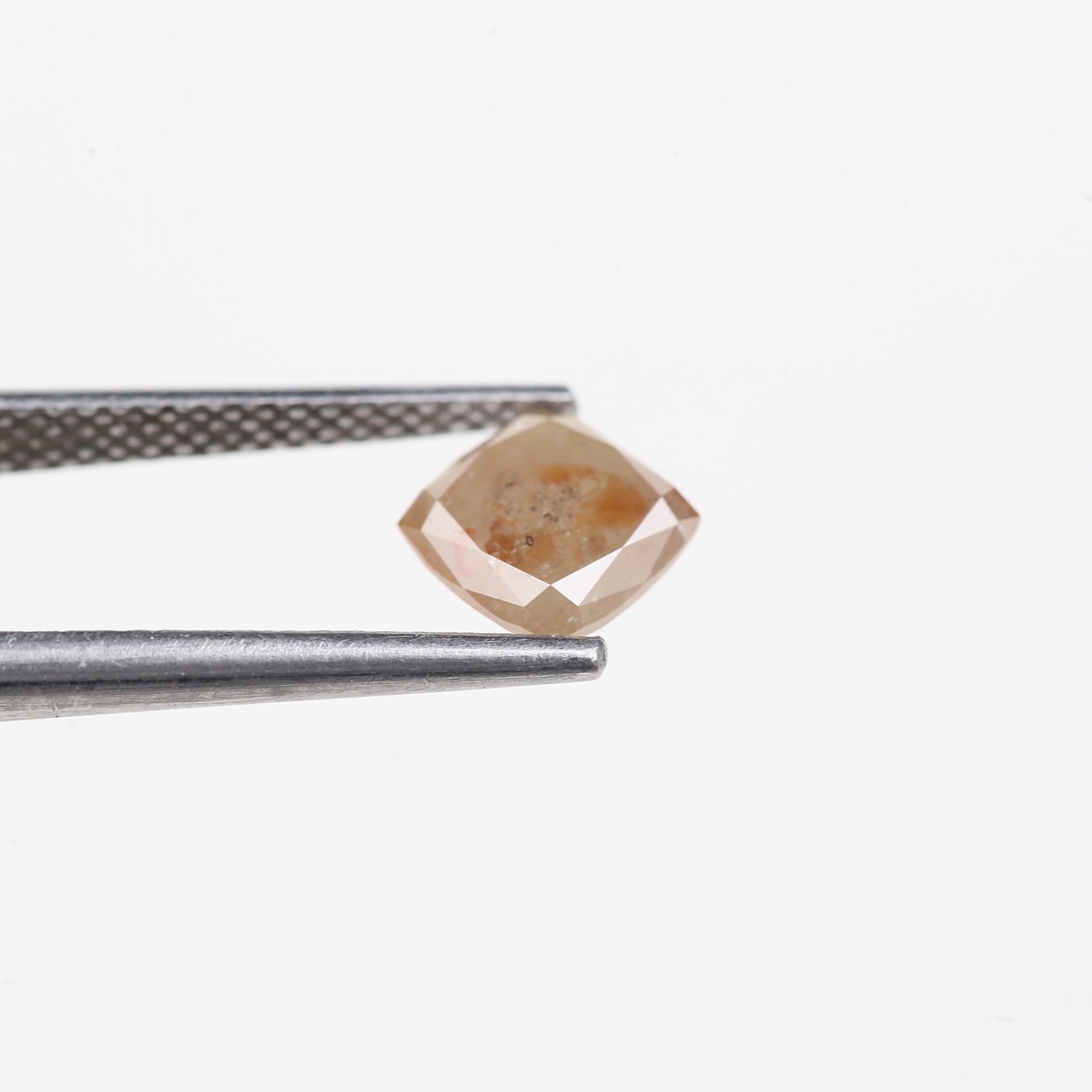 1.23 Carat Natural Peach Orange Cushion Cut Salt And Pepper Diamond 6.07 MM