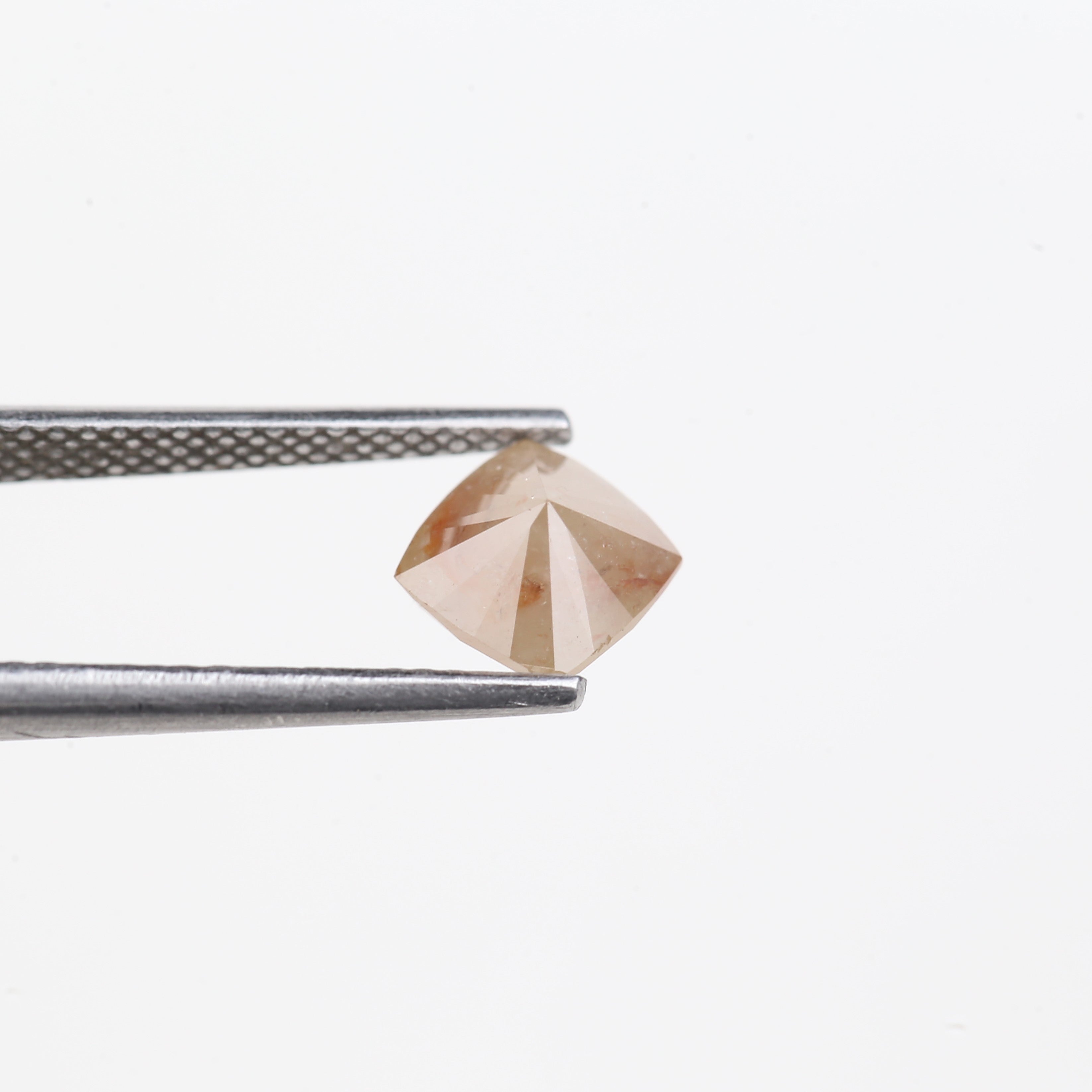 1.23 Carat Natural Peach Orange Cushion Cut Salt And Pepper Diamond 6.07 MM