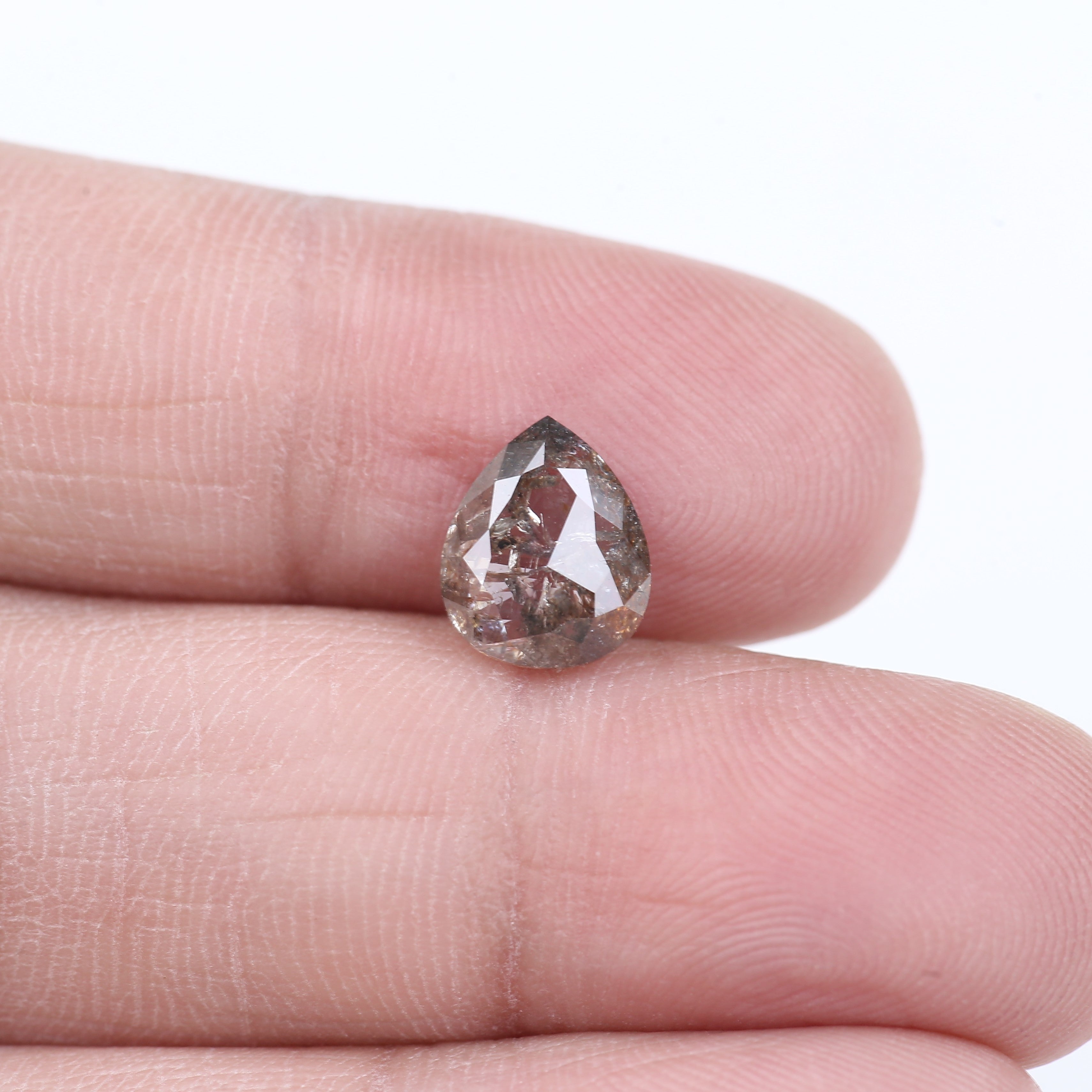 1.54 Carat Natural Salt And Pepper Pear Diamond 9 MM