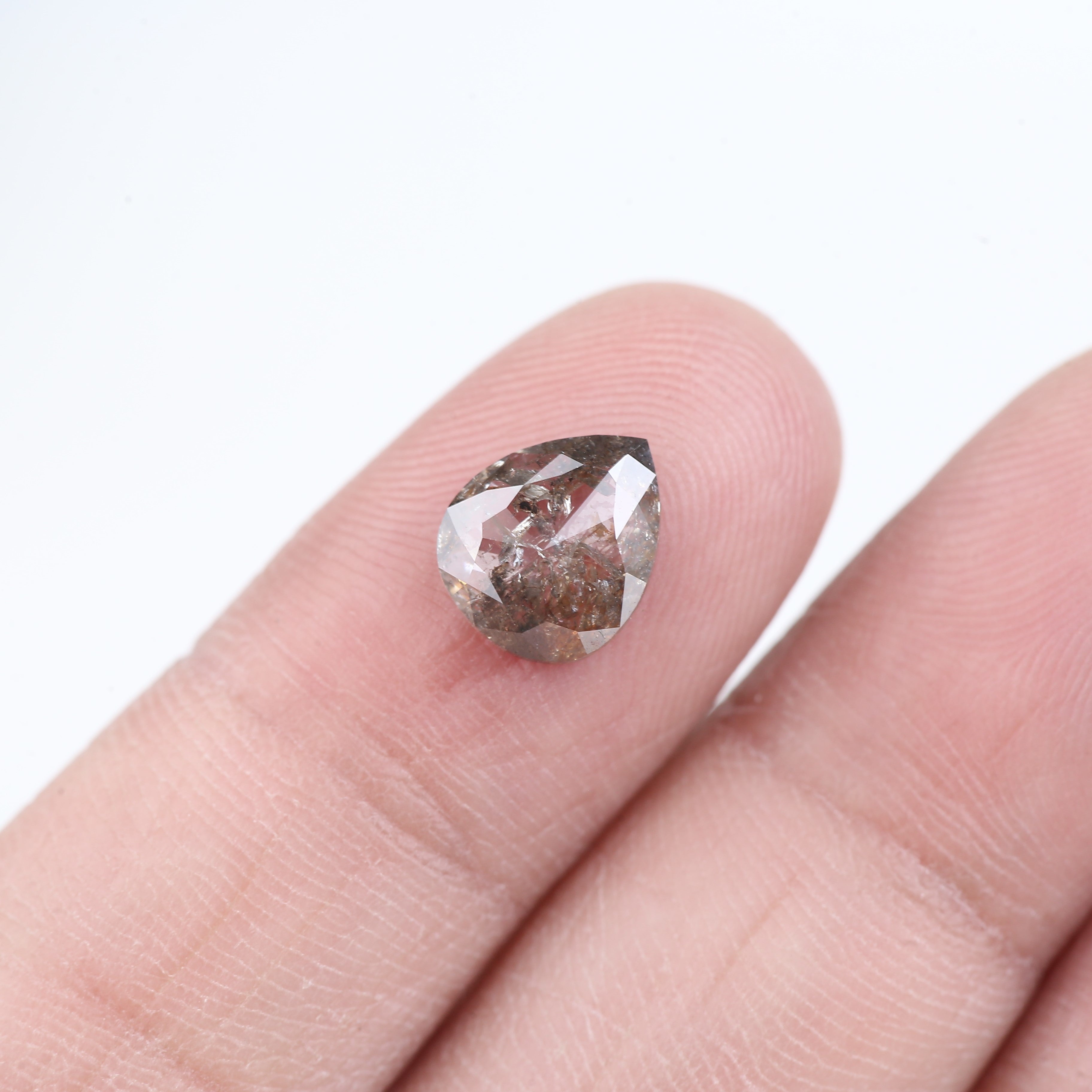 1.54 Carat Natural Salt And Pepper Pear Diamond 9 MM