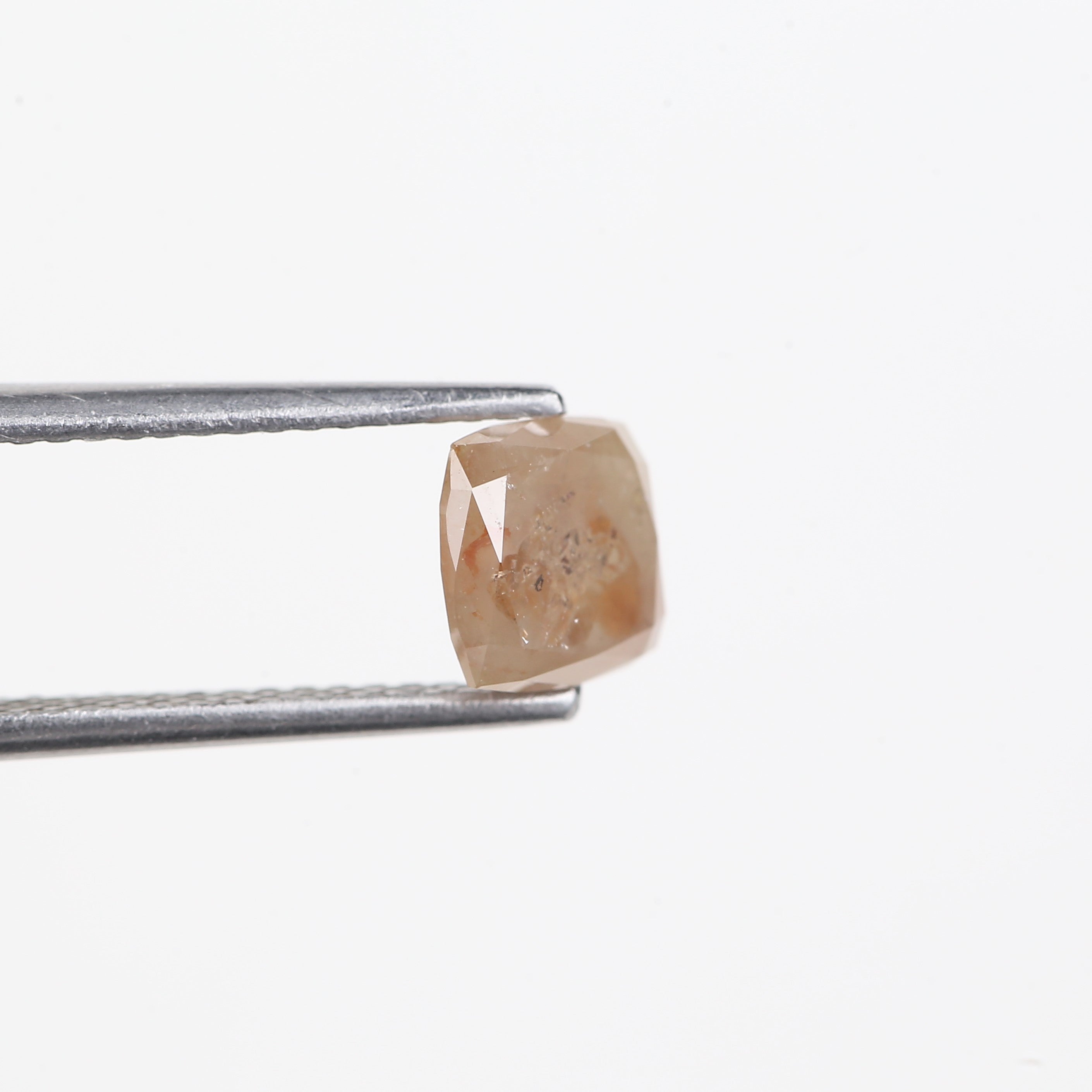 1.23 Carat Natural Peach Orange Cushion Cut Salt And Pepper Diamond 6.07 MM