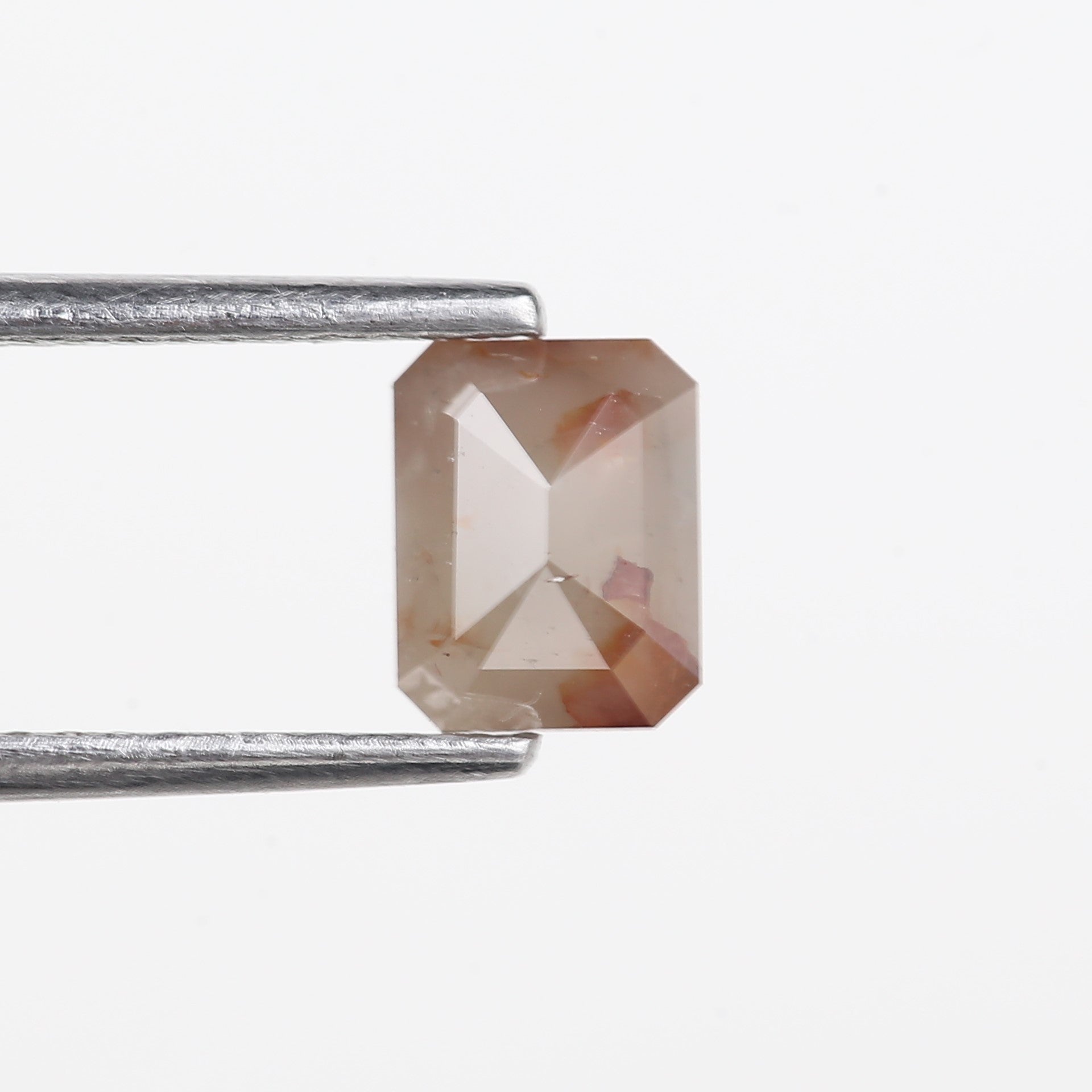 0.93 Carat Natural Orange Peach Emerald Salt and Pepper Diamond 6.14 MM