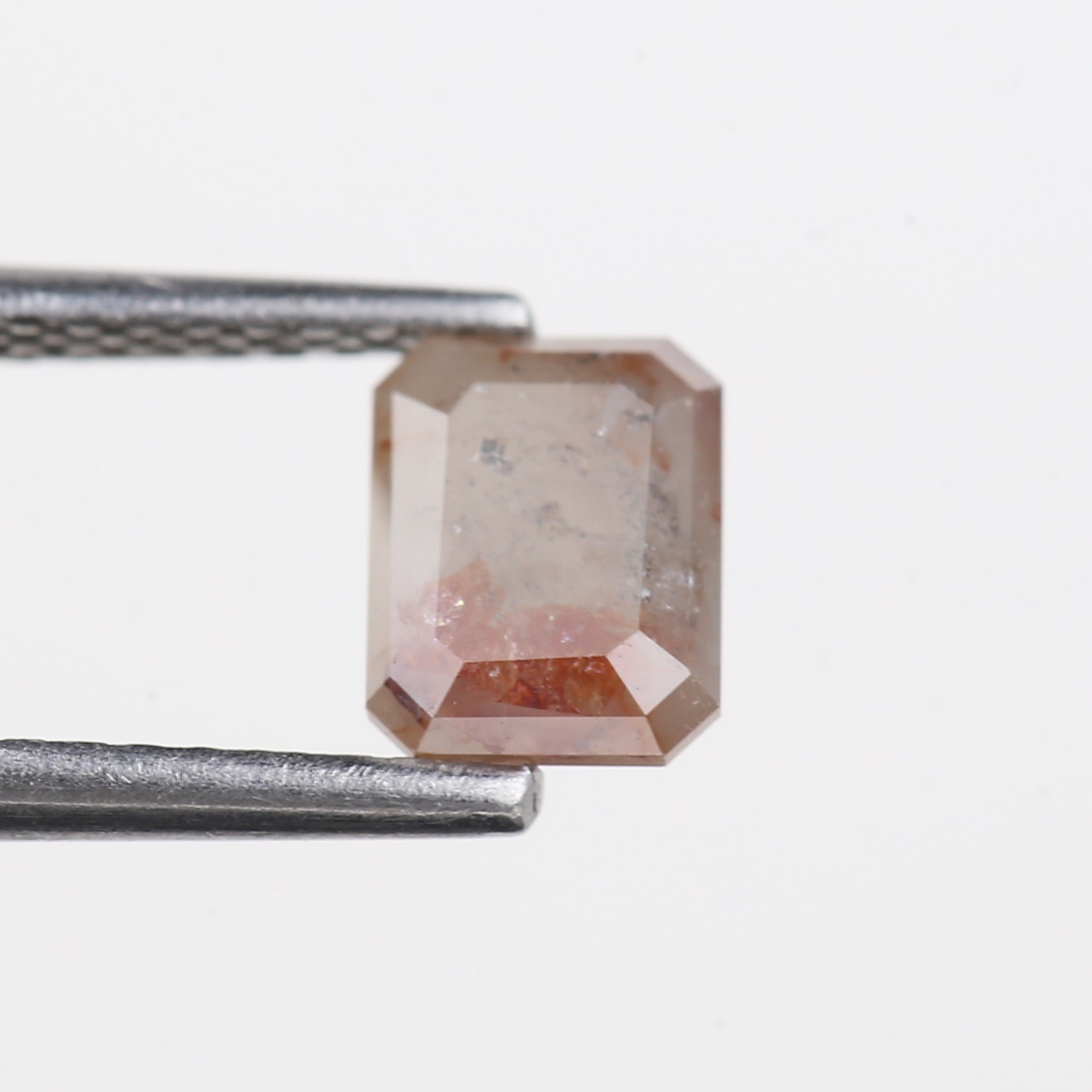 0.93 Carat Natural Orange Peach Emerald Salt and Pepper Diamond 6.14 MM