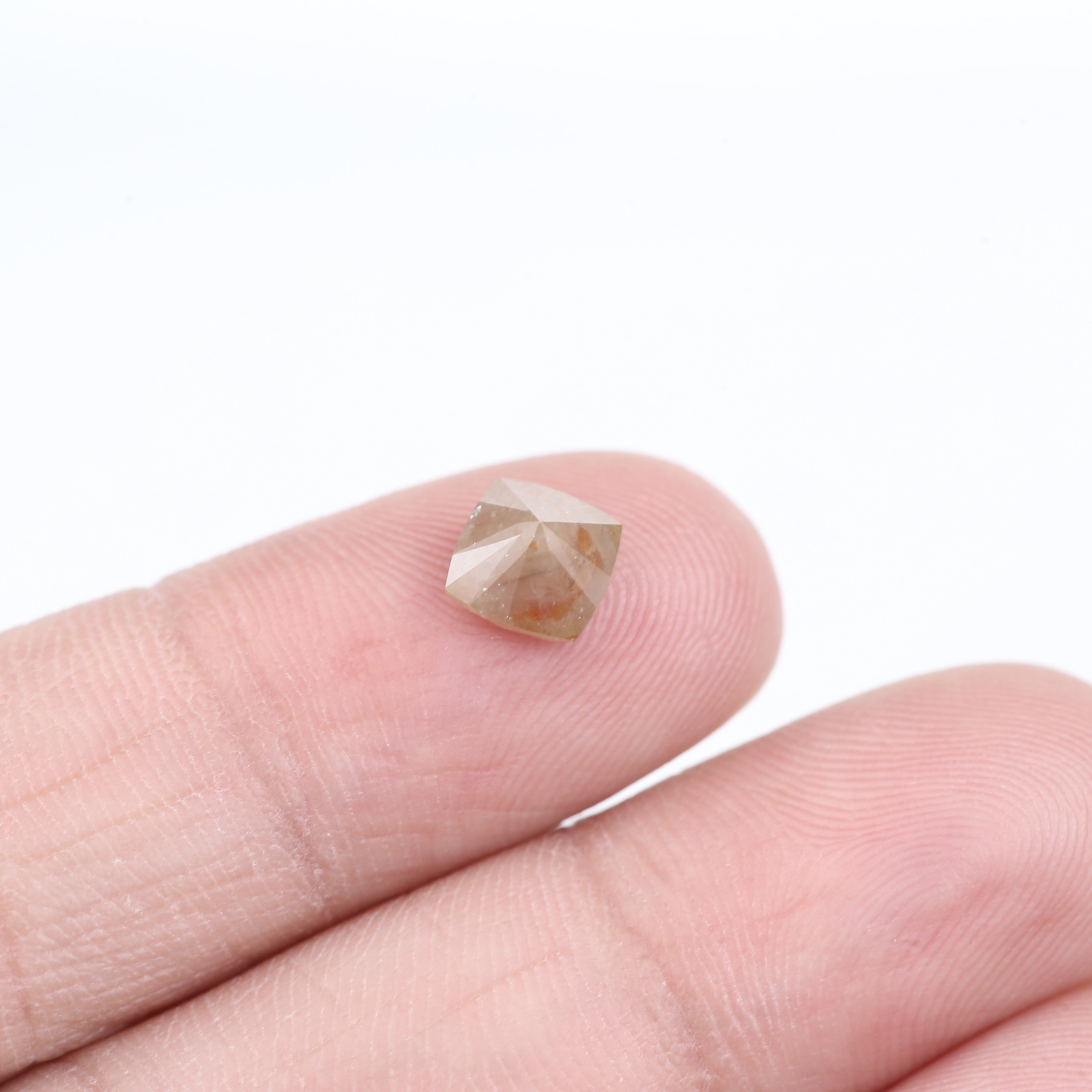 1.23 Carat Natural Peach Orange Cushion Cut Salt And Pepper Diamond 6.07 MM