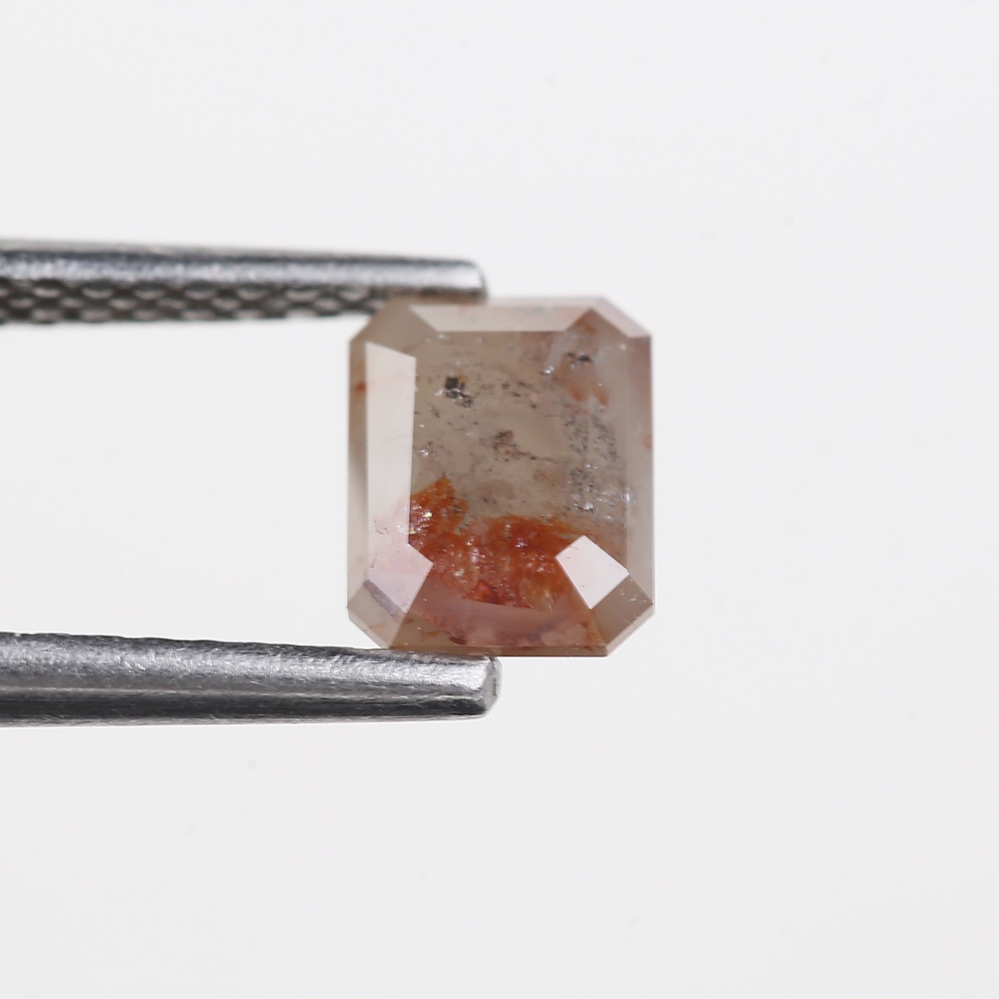 0.93 Carat Natural Orange Peach Emerald Salt and Pepper Diamond 6.14 MM