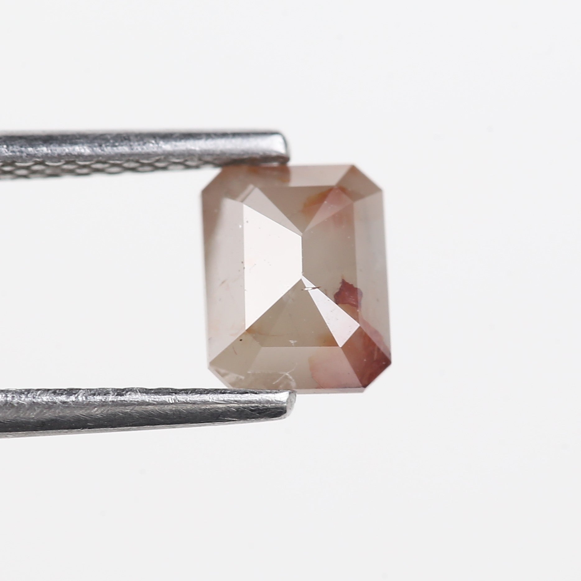 0.93 Carat Natural Orange Peach Emerald Salt and Pepper Diamond 6.14 MM