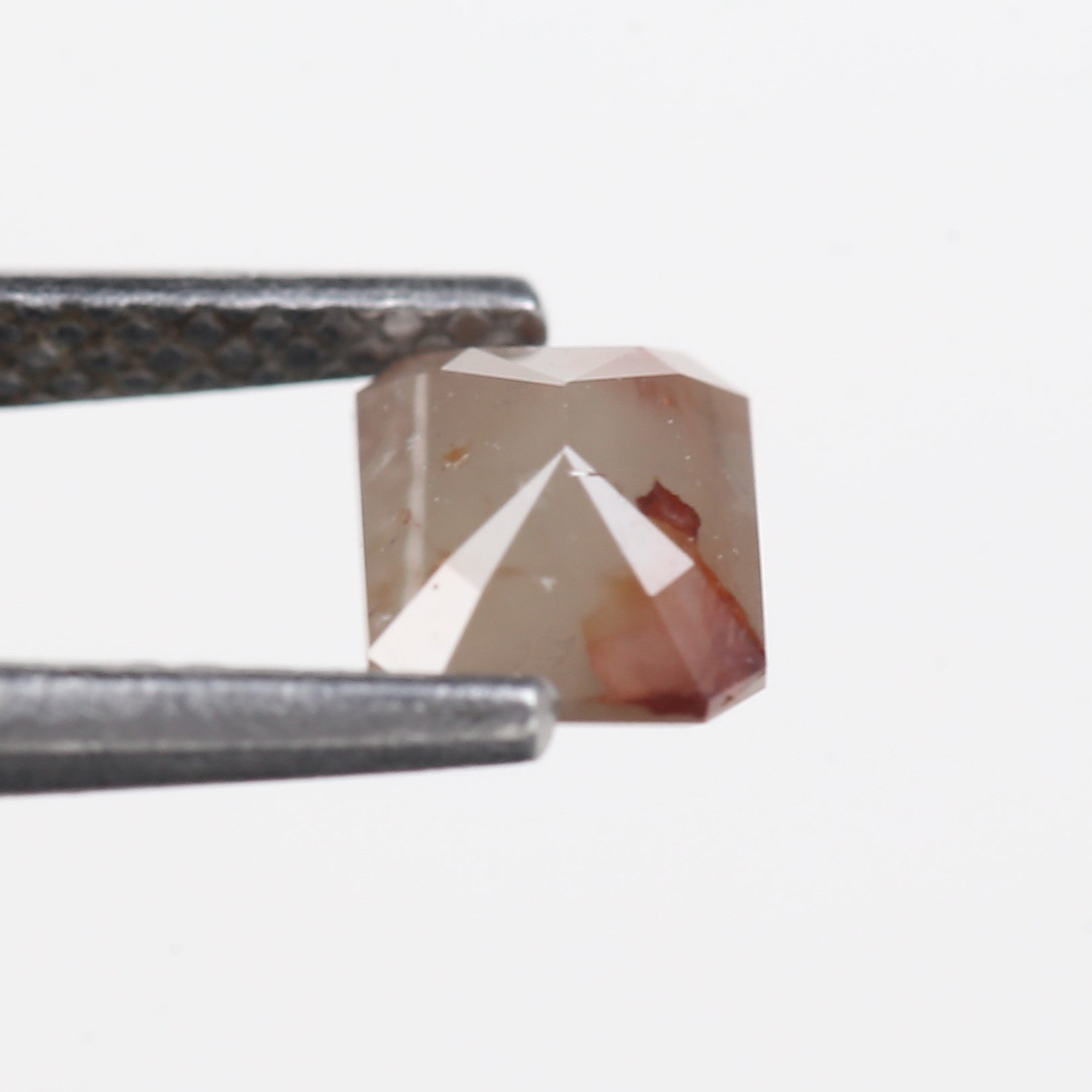 0.93 Carat Natural Orange Peach Emerald Salt and Pepper Diamond 6.14 MM