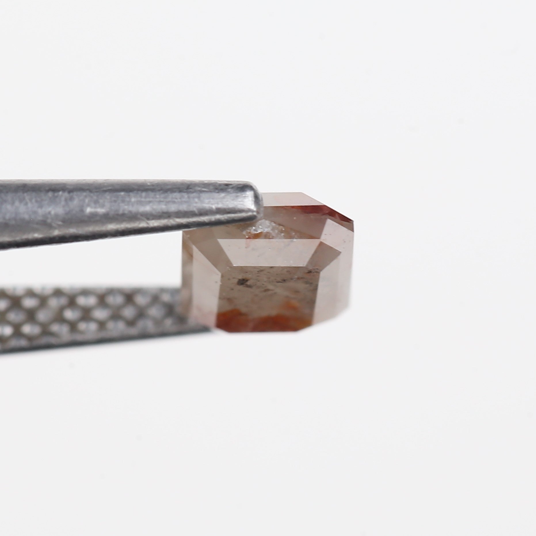 0.93 Carat Natural Orange Peach Emerald Salt and Pepper Diamond 6.14 MM