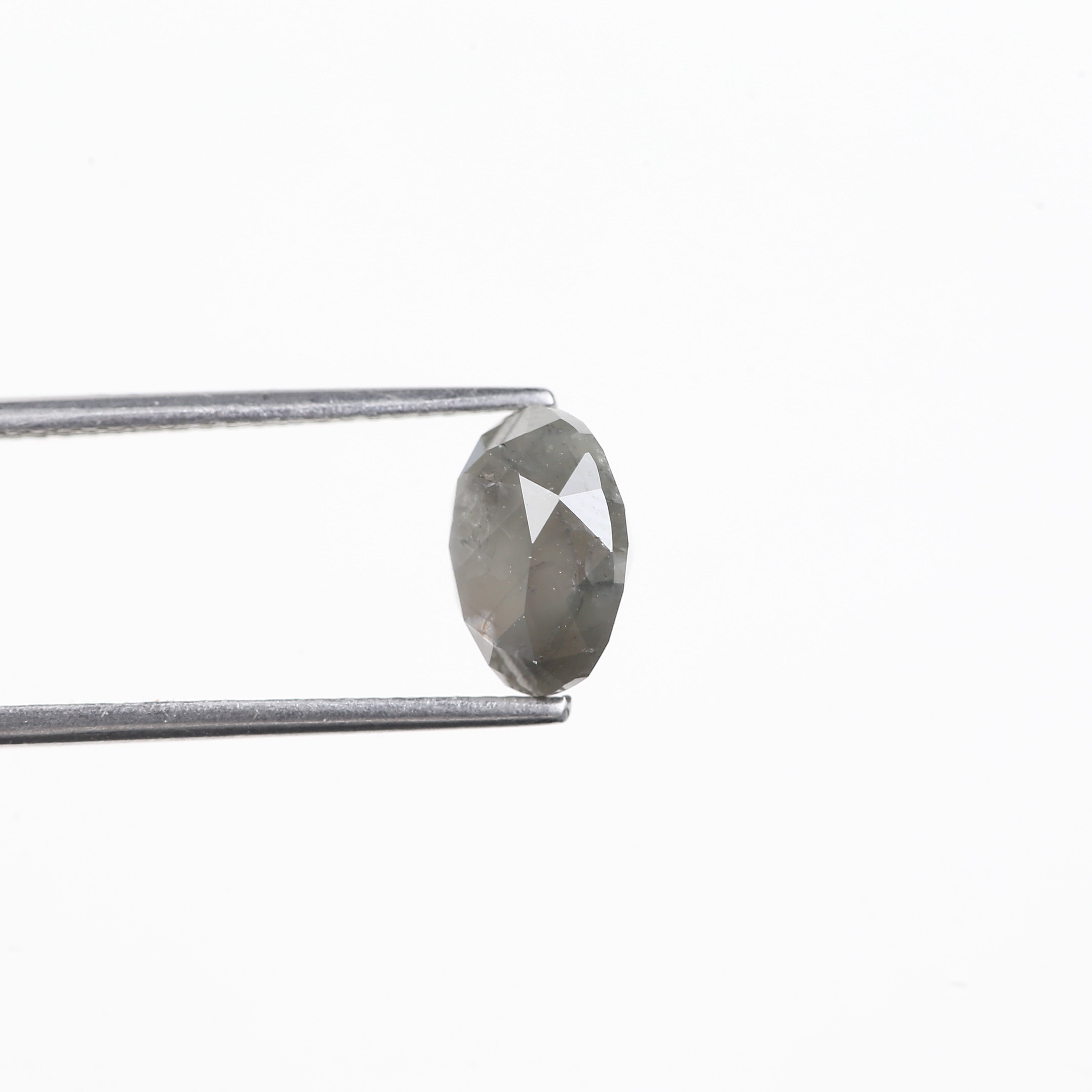 2.64 Carat Natural Smoky Grey Oval Cut Salt Pepper Diamond 9.07 MM