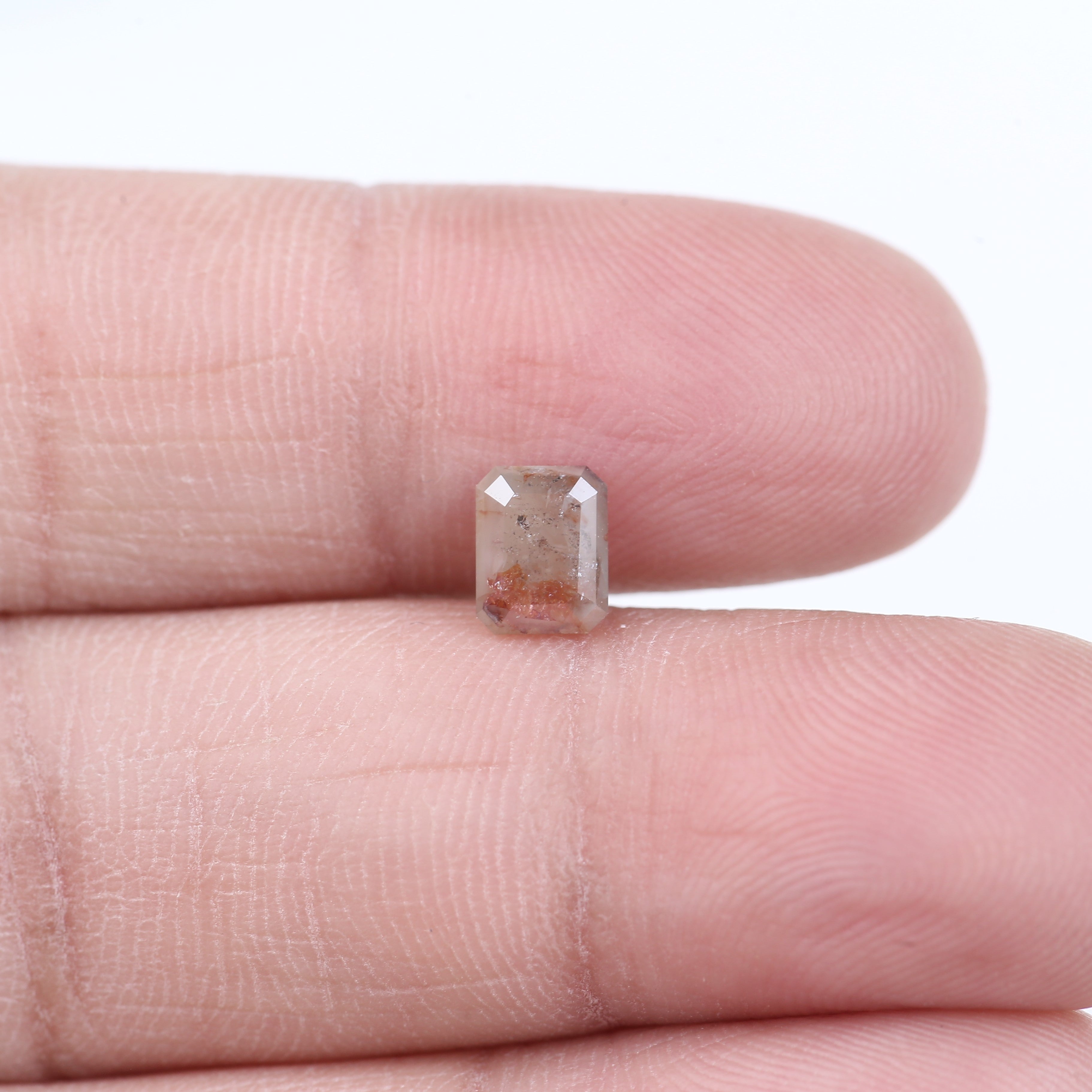 0.93 Carat Natural Orange Peach Emerald Salt and Pepper Diamond 6.14 MM