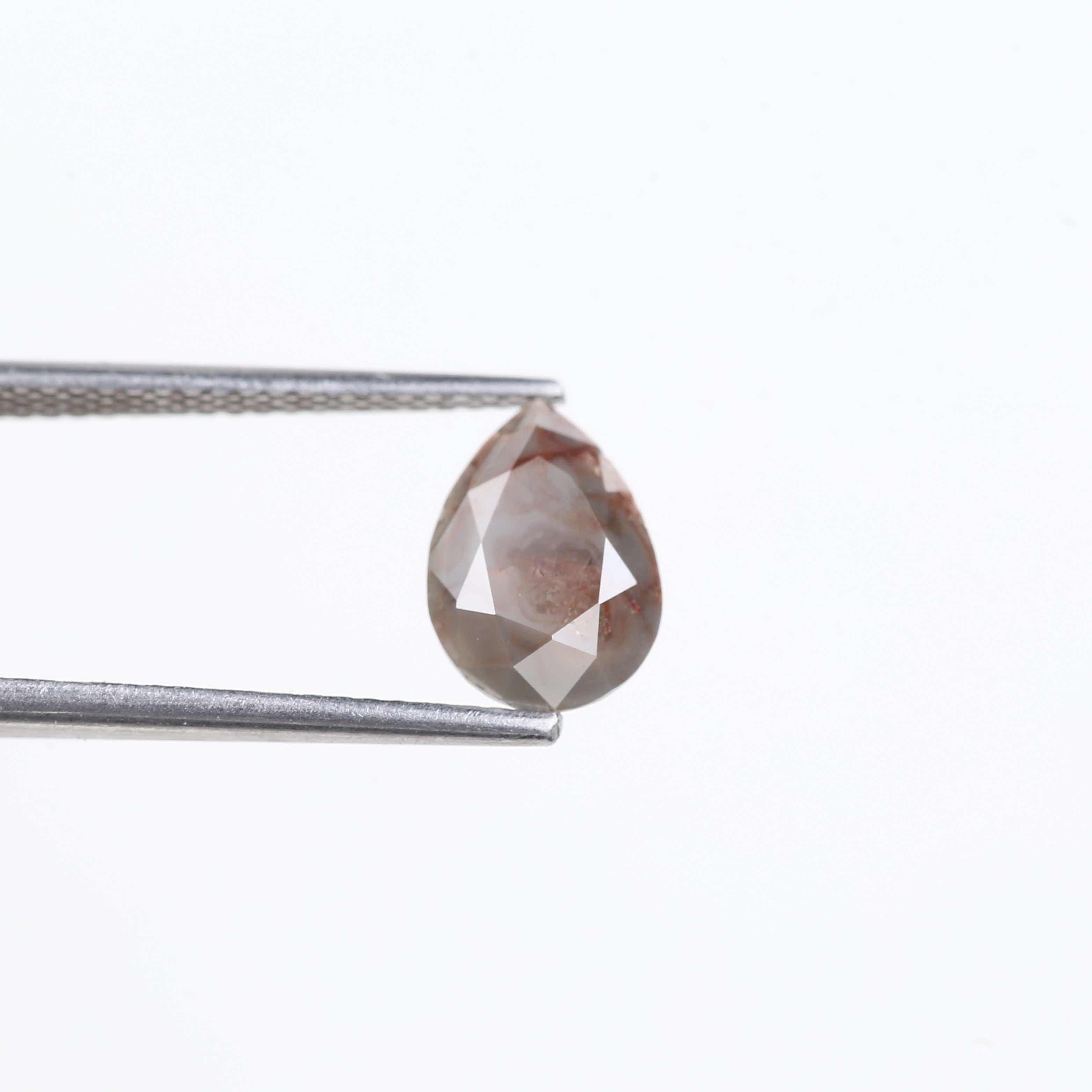 1.92 Carat Natural Grey Red Pear Salt And Pepper Diamond 9.29 MM