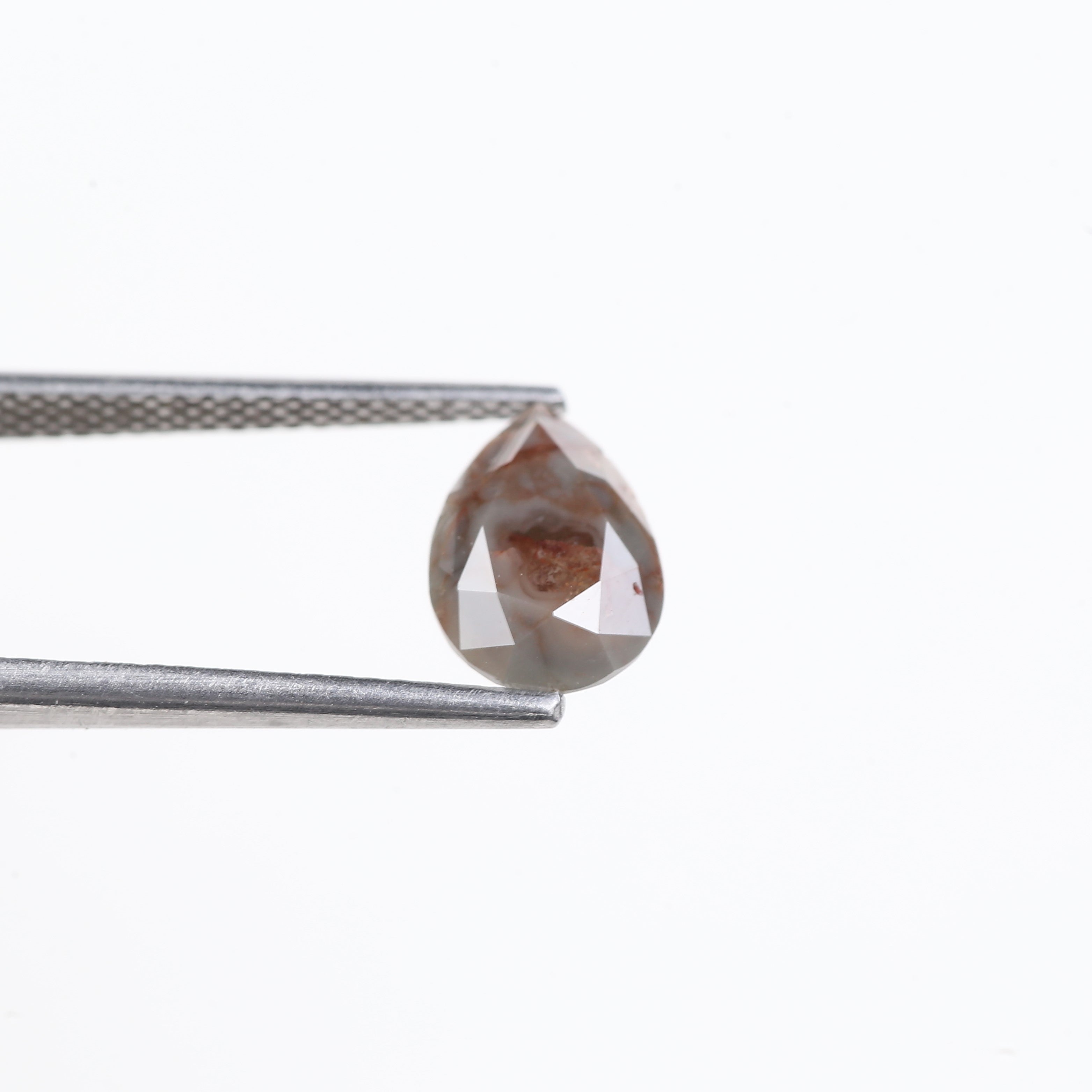 1.92 Carat Natural Grey Red Pear Salt And Pepper Diamond 9.29 MM