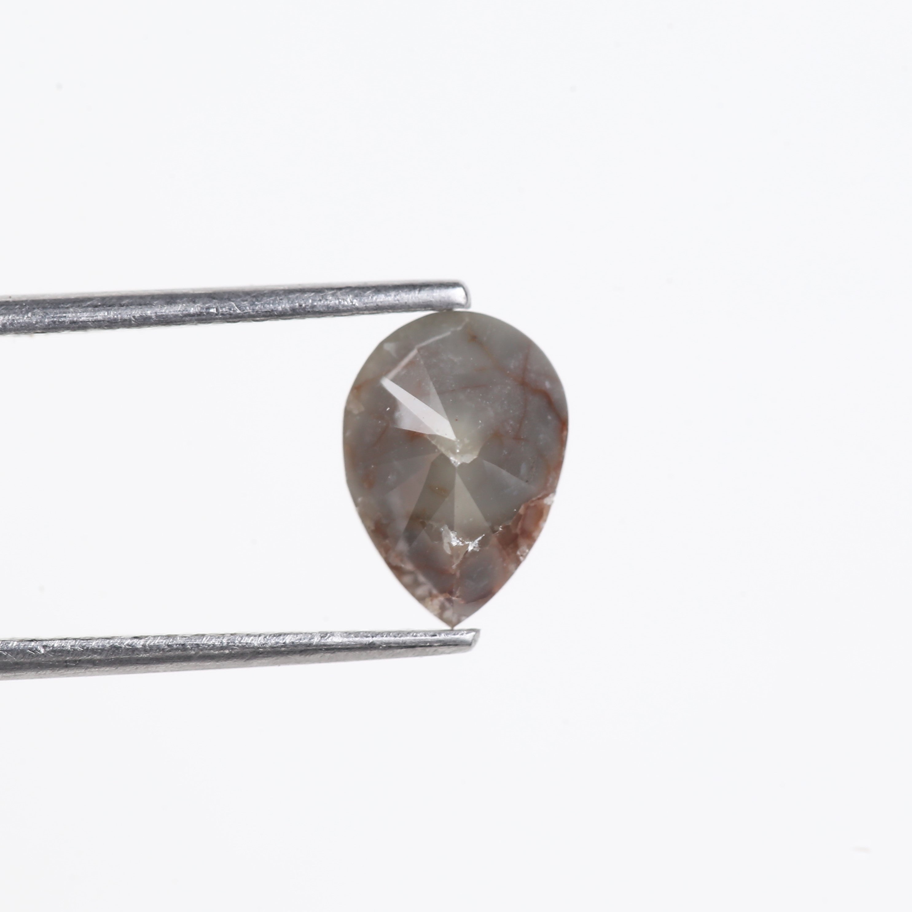 1.92 Carat Natural Grey Red Pear Salt And Pepper Diamond 9.29 MM