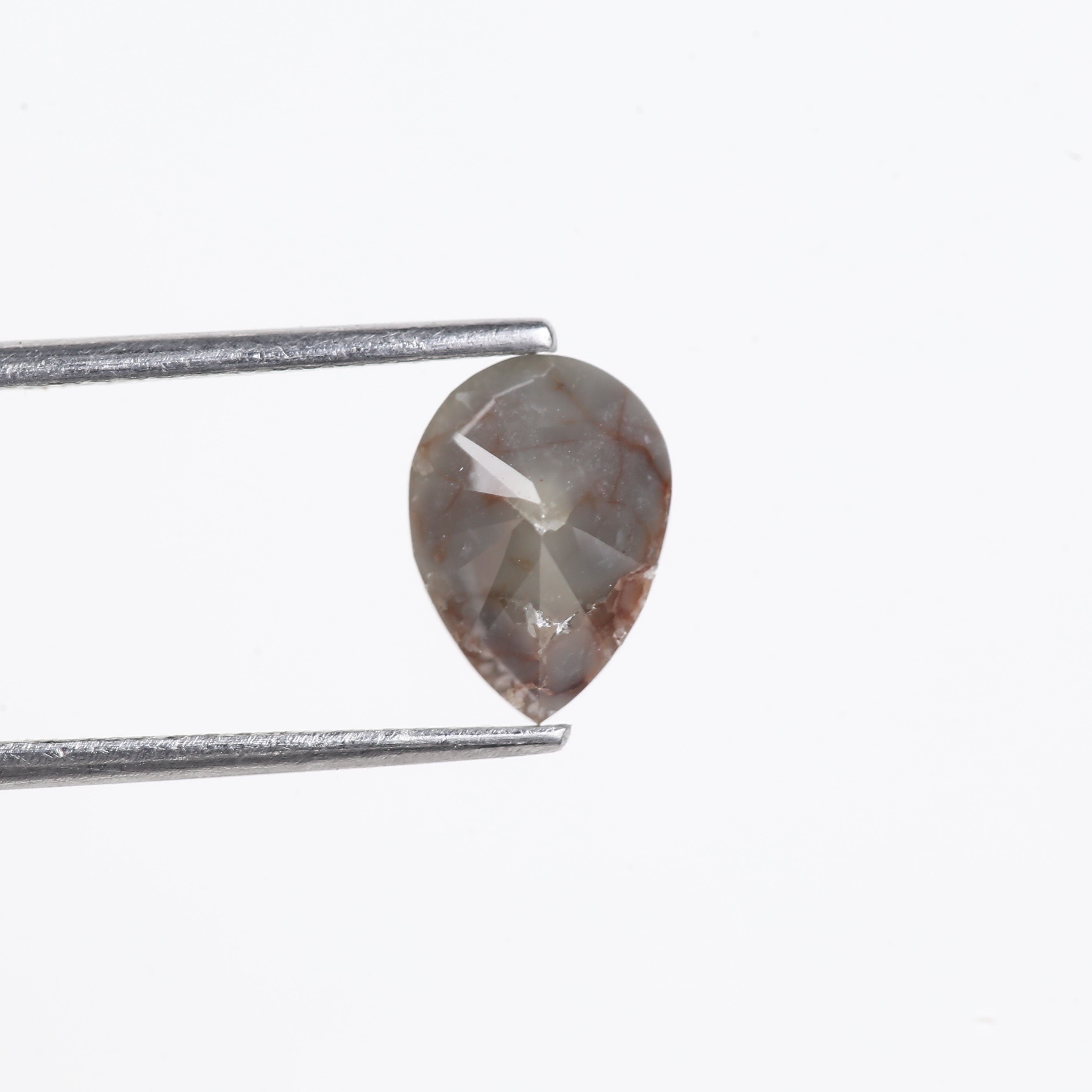 1.92 Carat Natural Grey Red Pear Salt And Pepper Diamond 9.29 MM