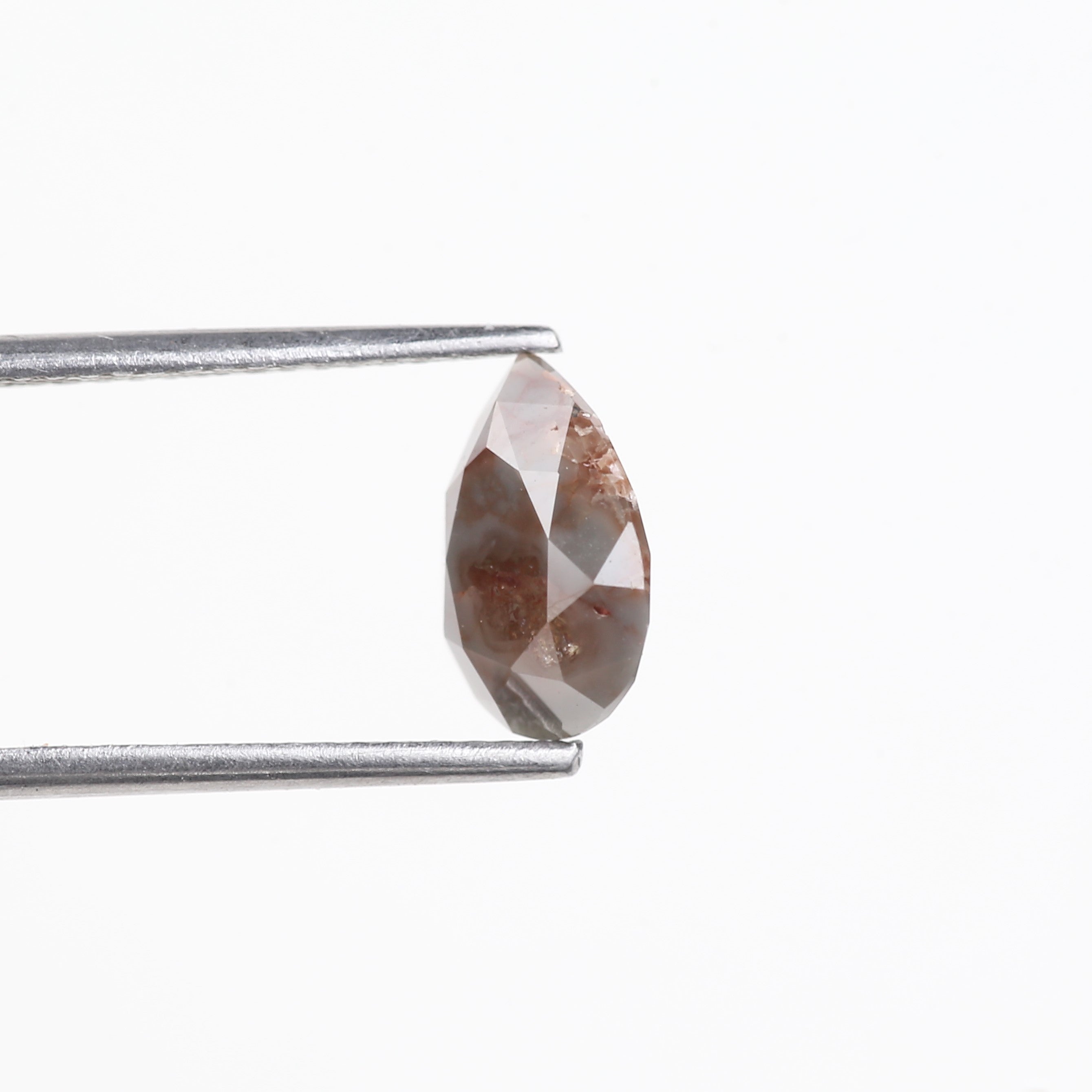 1.92 Carat Natural Grey Red Pear Salt And Pepper Diamond 9.29 MM