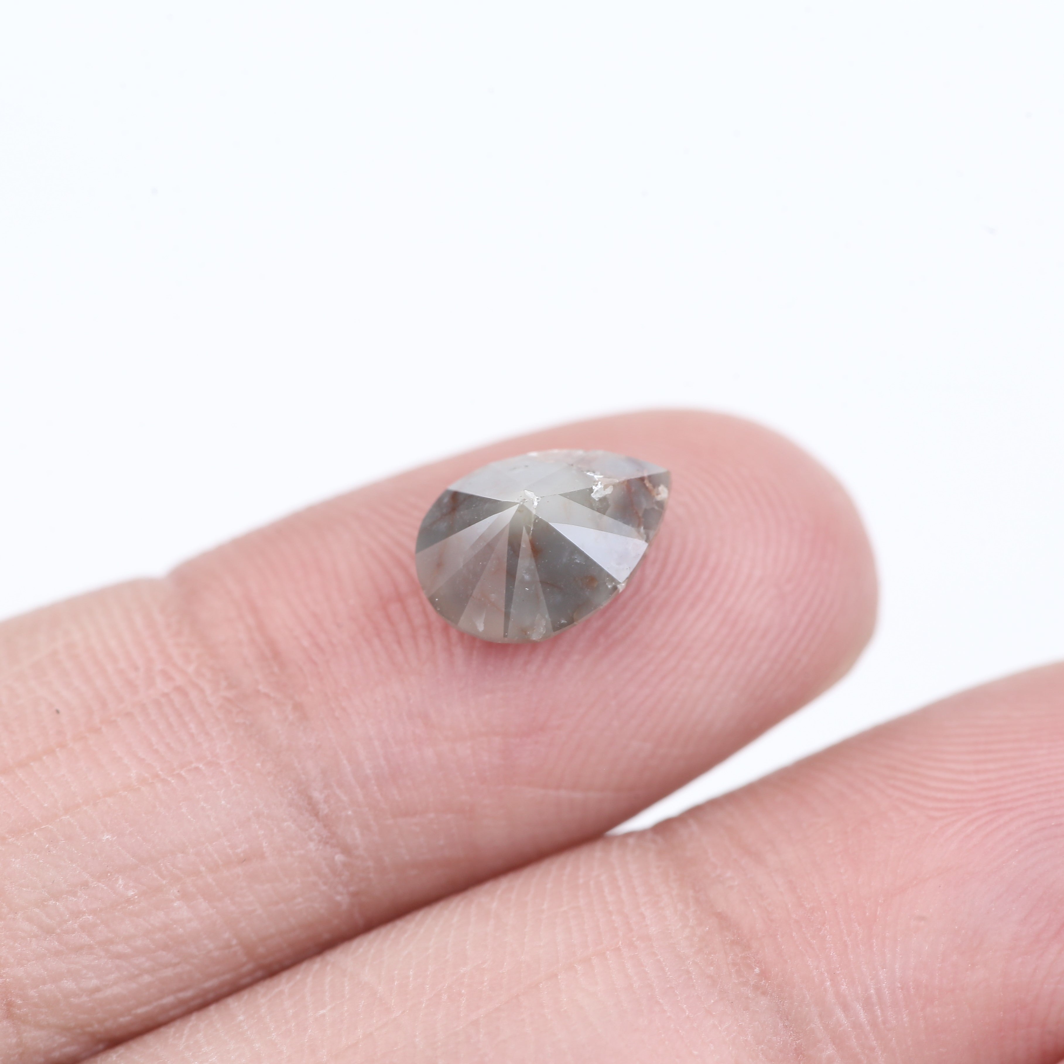 1.92 Carat Natural Grey Red Pear Salt And Pepper Diamond 9.29 MM