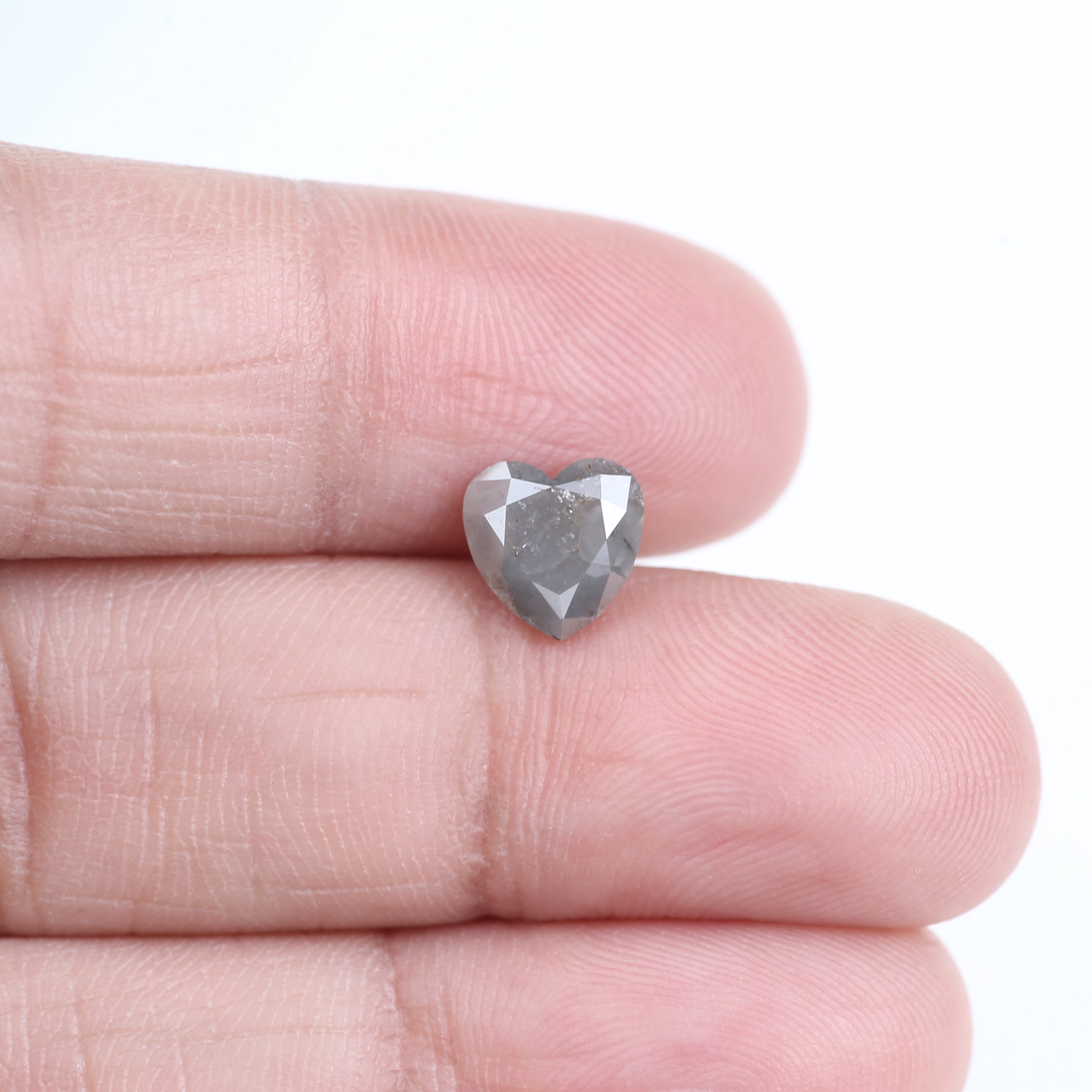 1.48 Carat Natural Milky Grey Heart Salt And Pepper Diamond 7.38 MM