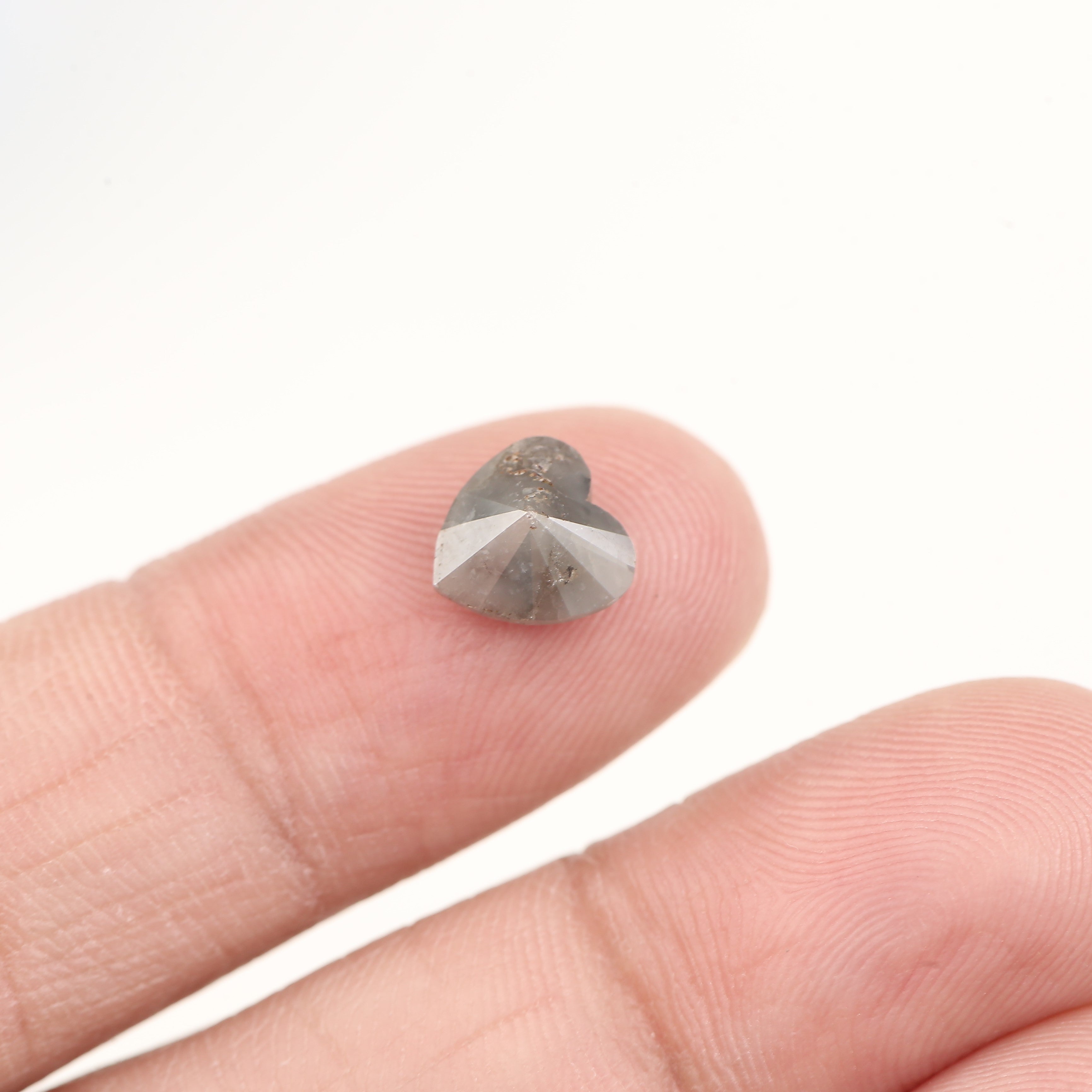 1.48 Carat Natural Milky Grey Heart Salt And Pepper Diamond 7.38 MM