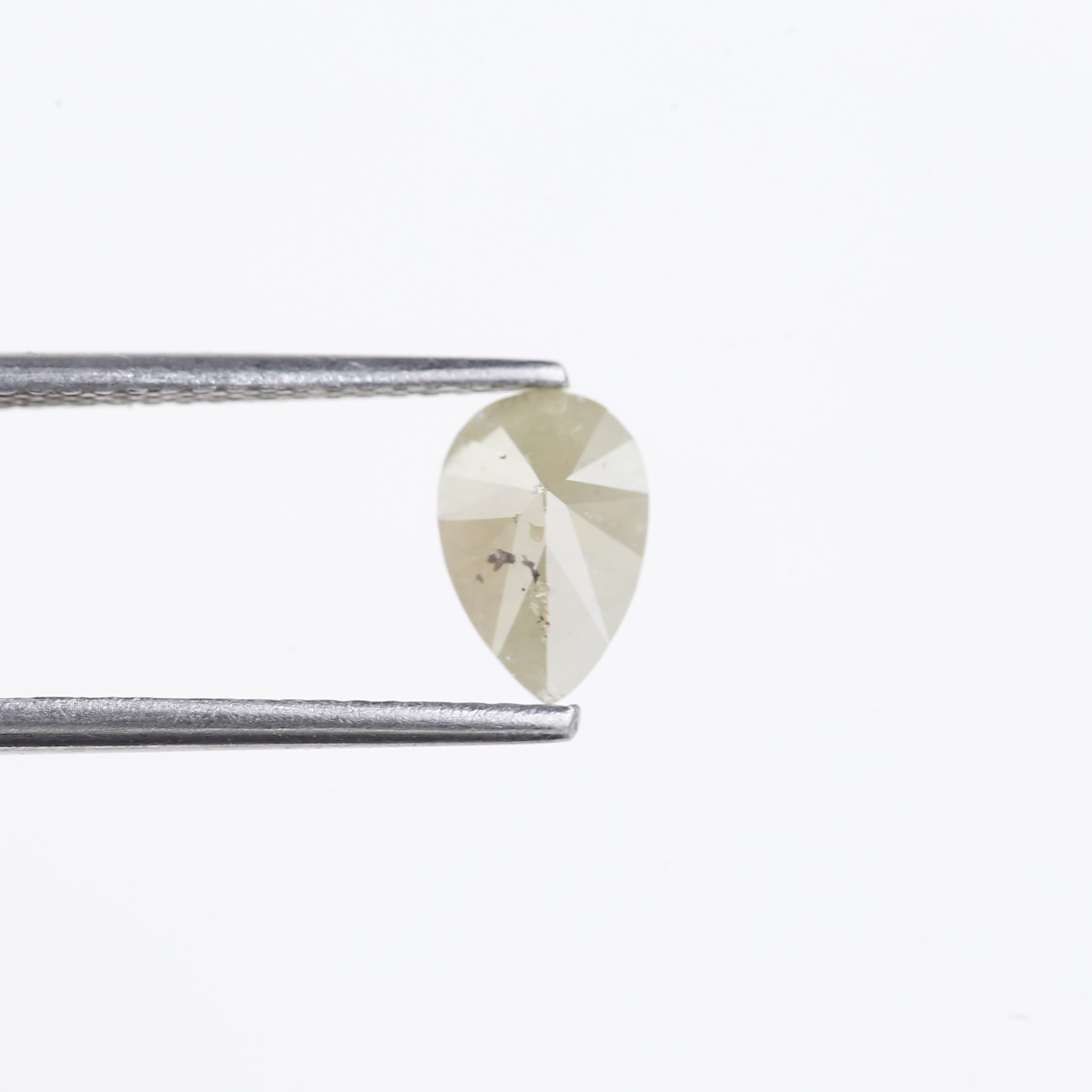 0.66 Carat Natural Milky Grey Pear Cut Salt And Pepper Diamond 7.85 MM