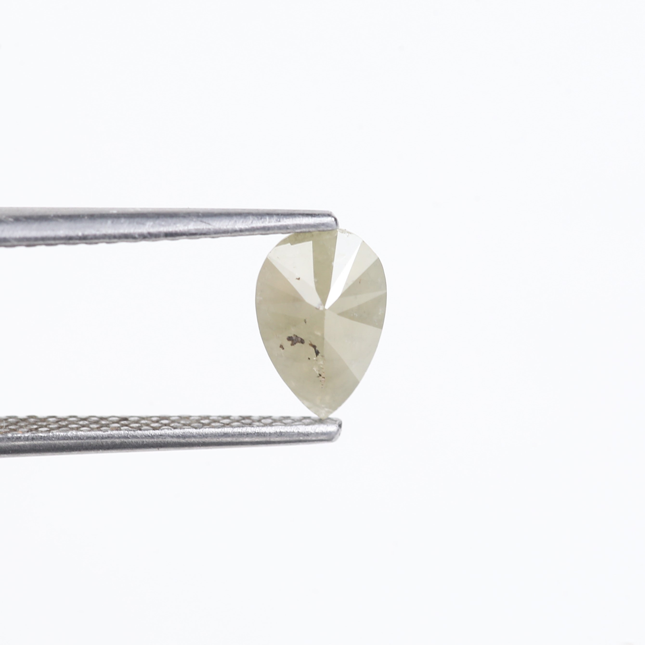 0.66 Carat Natural Milky Grey Pear Cut Salt And Pepper Diamond 7.85 MM