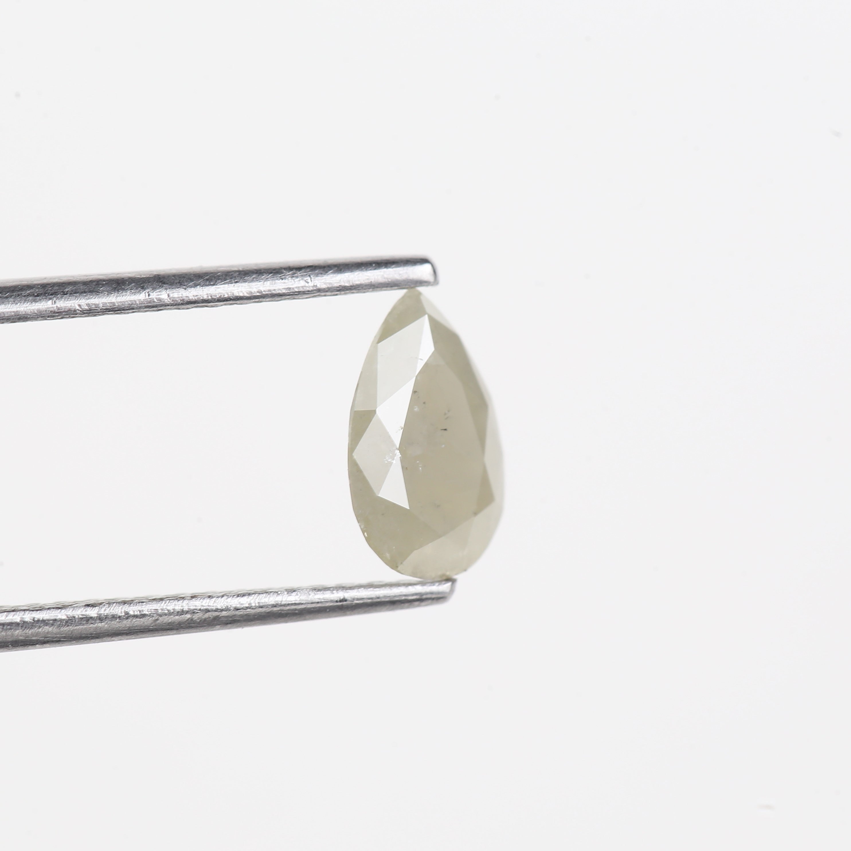 0.66 Carat Natural Milky Grey Pear Cut Salt And Pepper Diamond 7.85 MM