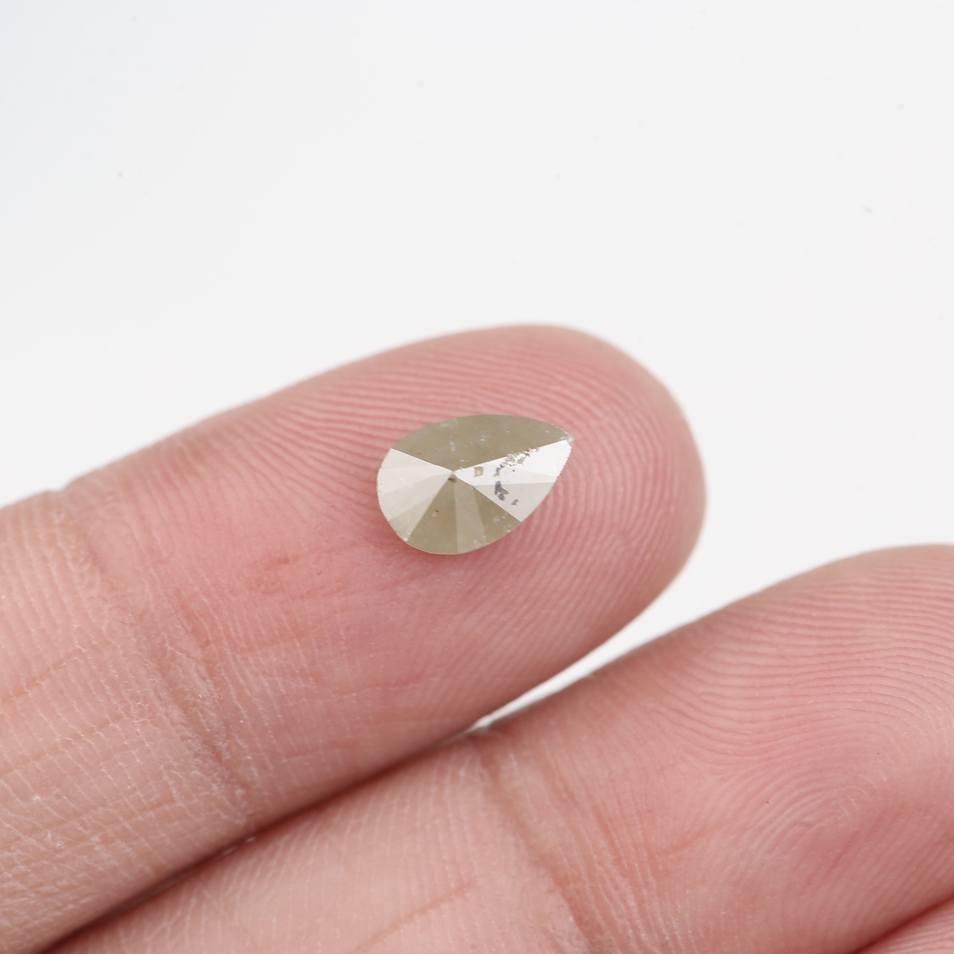 0.66 Carat Natural Milky Grey Pear Cut Salt And Pepper Diamond 7.85 MM