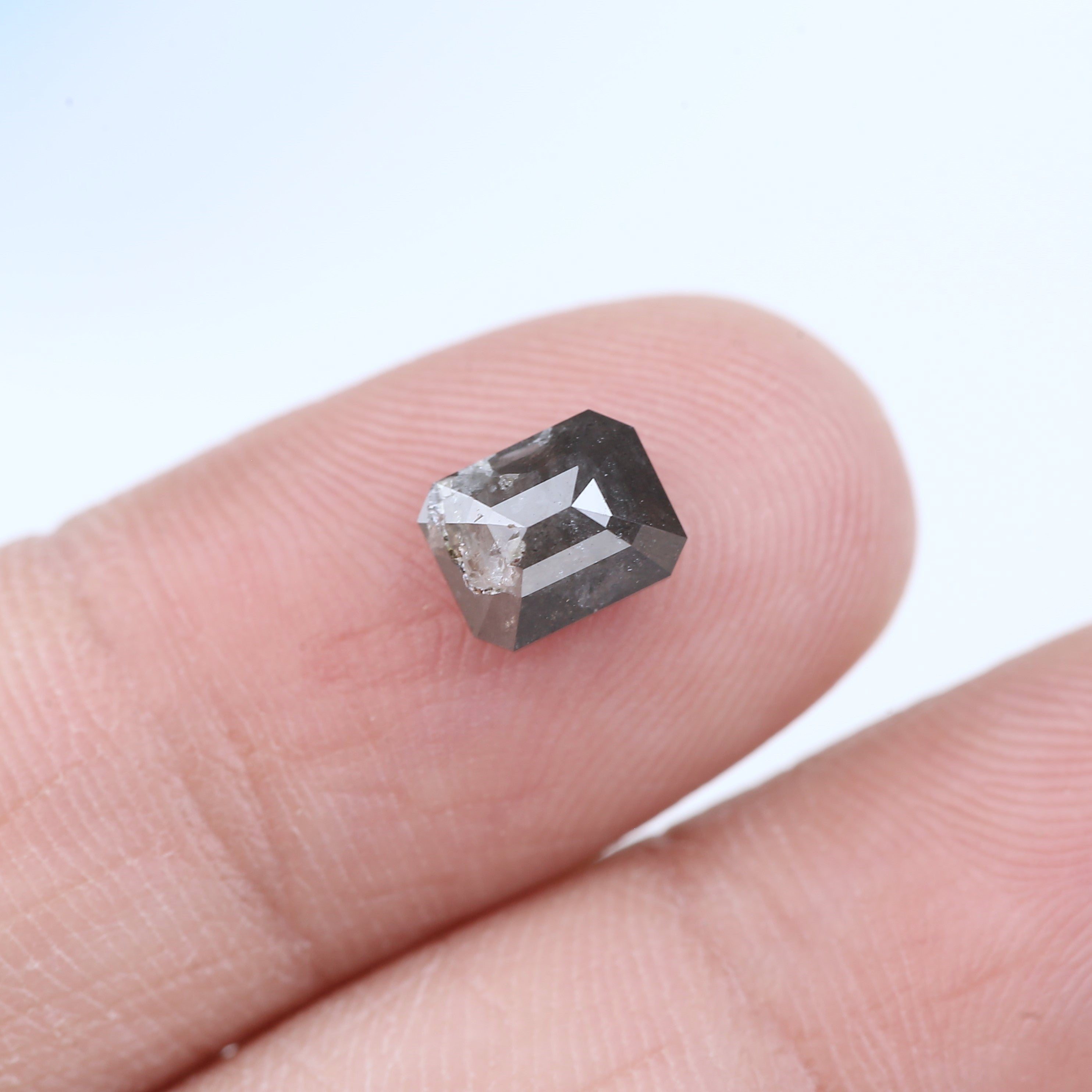 1.29 Carat Natural Gray Emerald Salt And Pepper Diamond 6.67 MM