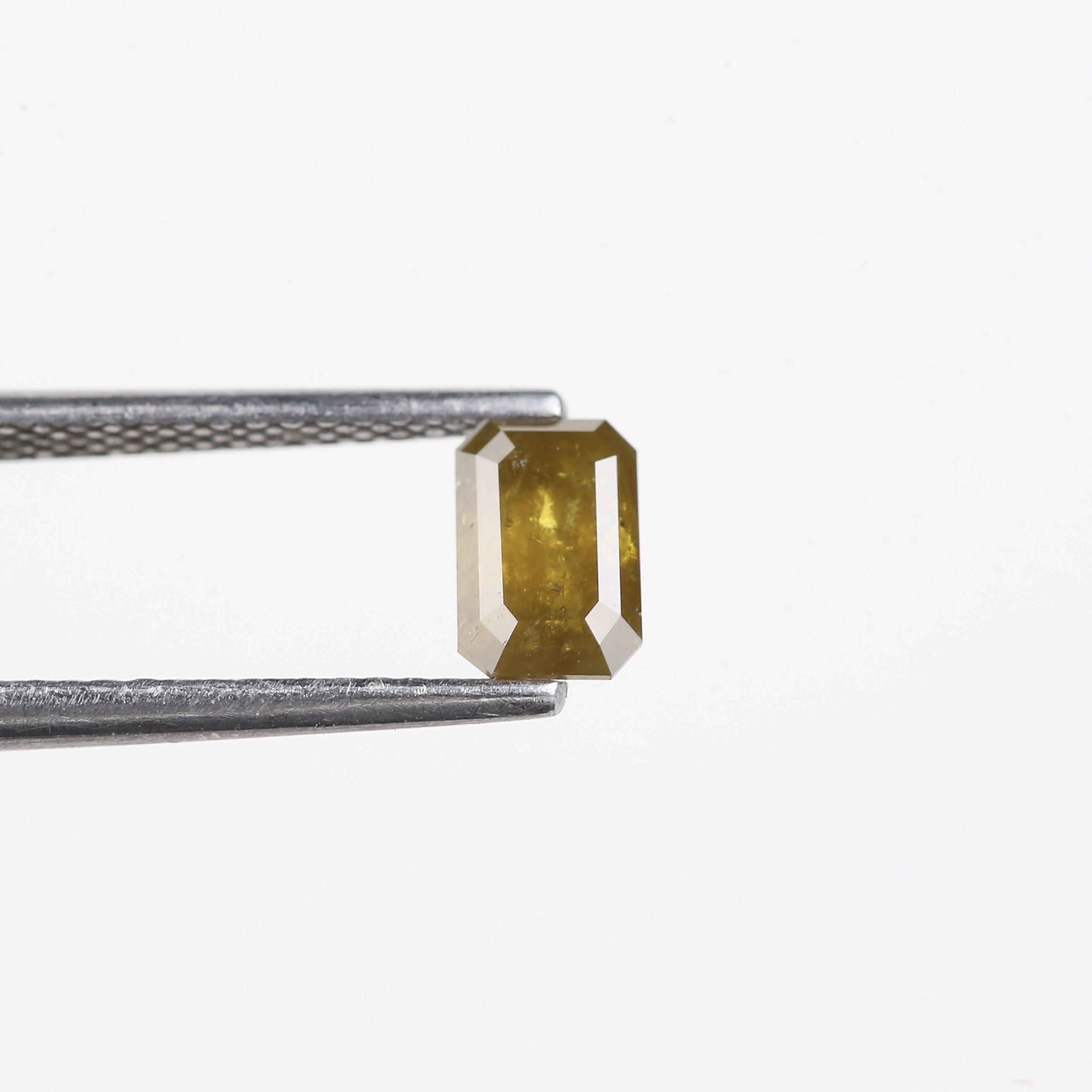 0.72 Carat Natural Yellow Emerald Cut Salt And Pepper Diamond 6.16 MM