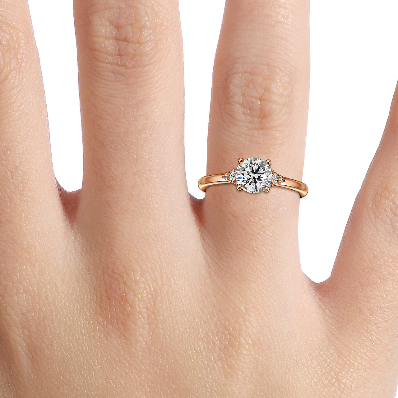 18K Gold 1ct D VVS1 Round Engagement Ring