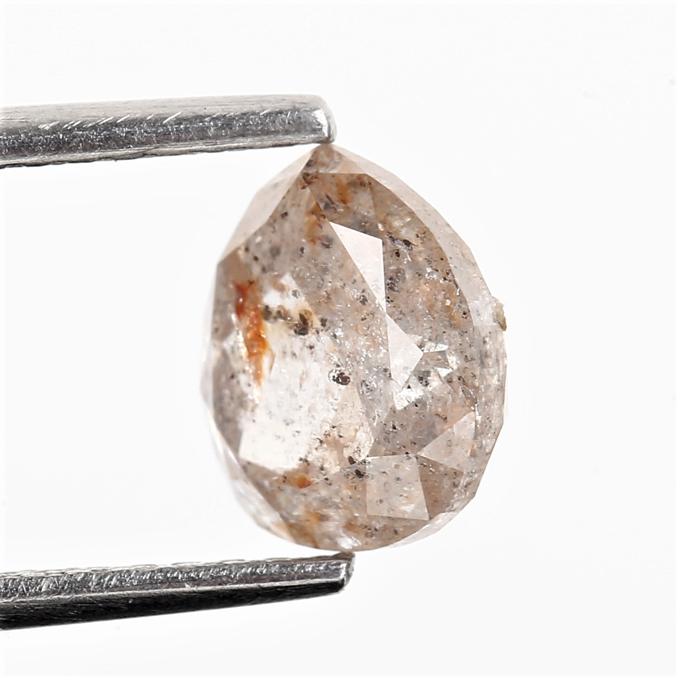 1.47 Carat Rose Cut Fancy Peach Pear Natural Diamond For Ring 7.23 MM