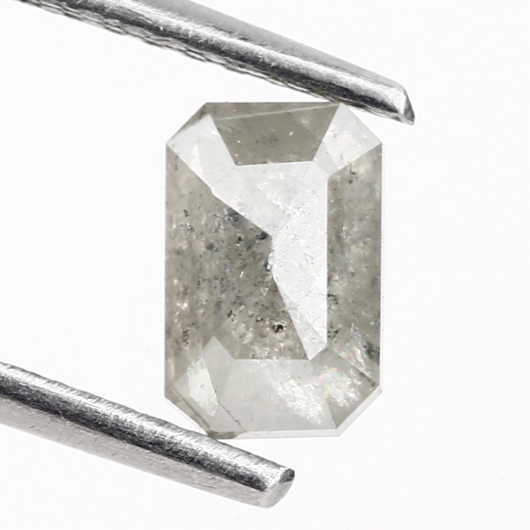 0.73 Carat 6.26 MM Natural Icy Gray Emerald Cut Salt Pepper Diamond - Blackdiamond