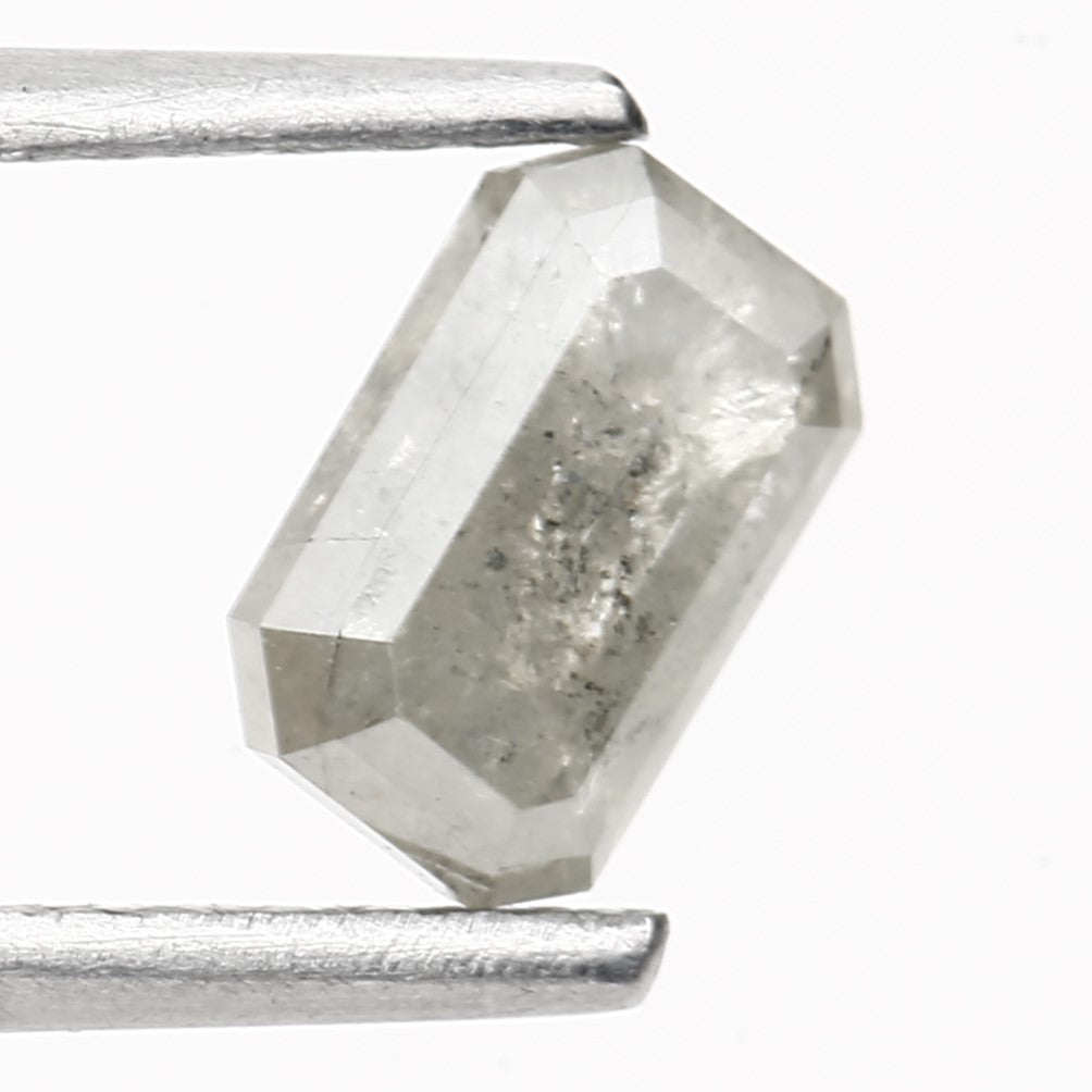 0.73 Carat 6.26 MM Natural Icy Gray Emerald Cut Salt Pepper Diamond - Blackdiamond