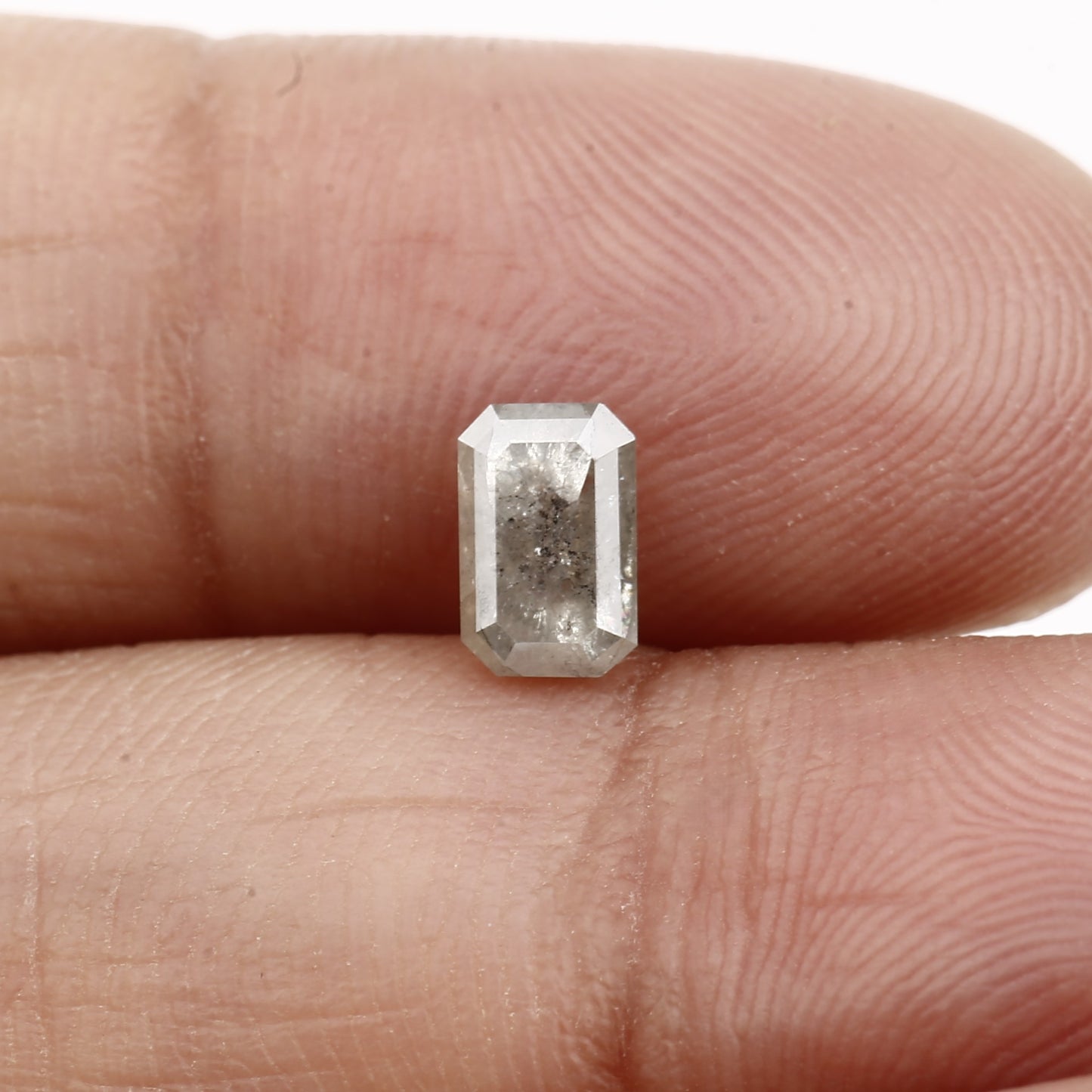 0.73 Carat 6.26 MM Natural Icy Gray Emerald Cut Salt Pepper Diamond - Blackdiamond