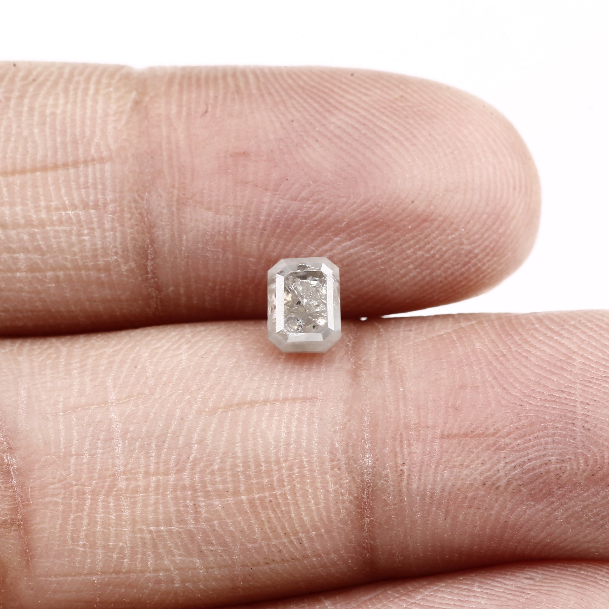 0.81 Carat 5.34 MM Natural Loose Emerald Cut Salt and Pepper Diamond - Blackdiamond