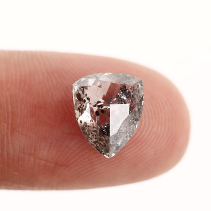 2.40 Carat 9.02 MM Natural Fancy Gray Trillion Salt and Pepper Diamond