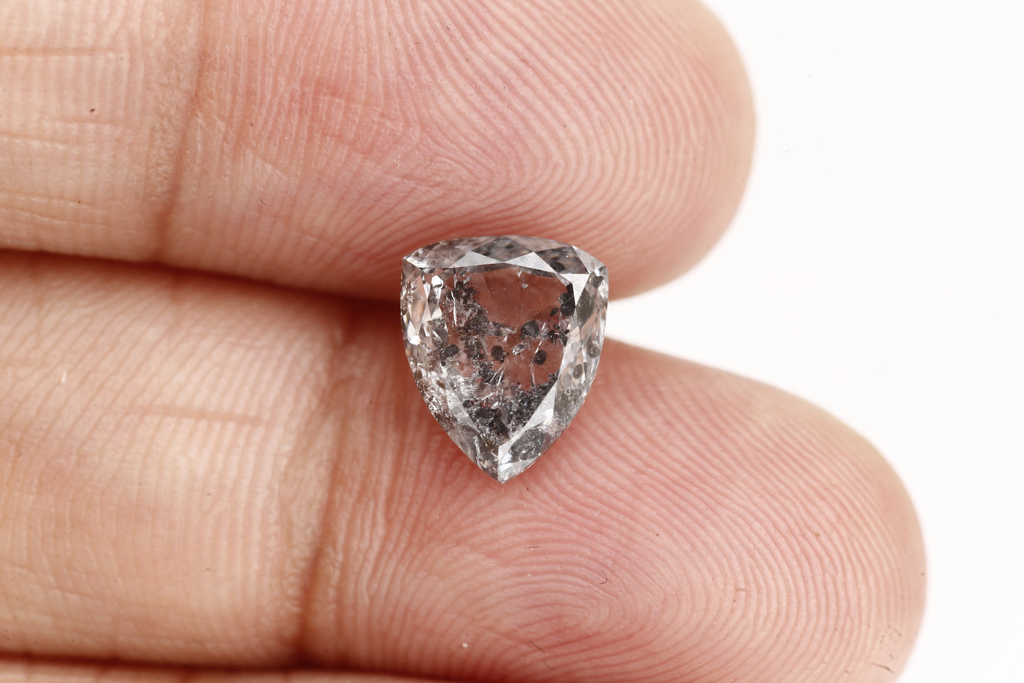 2.40 Carat 9.02 MM Natural Fancy Gray Trillion Salt and Pepper Diamond