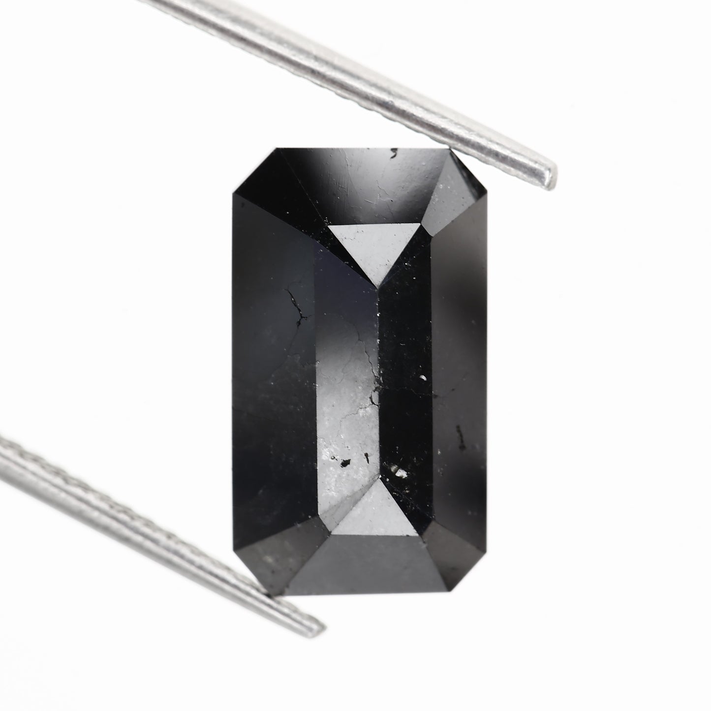 4.01 Carat Fancy Black Elongated Emerald Cut Natural Loose Diamond - Blackdiamond